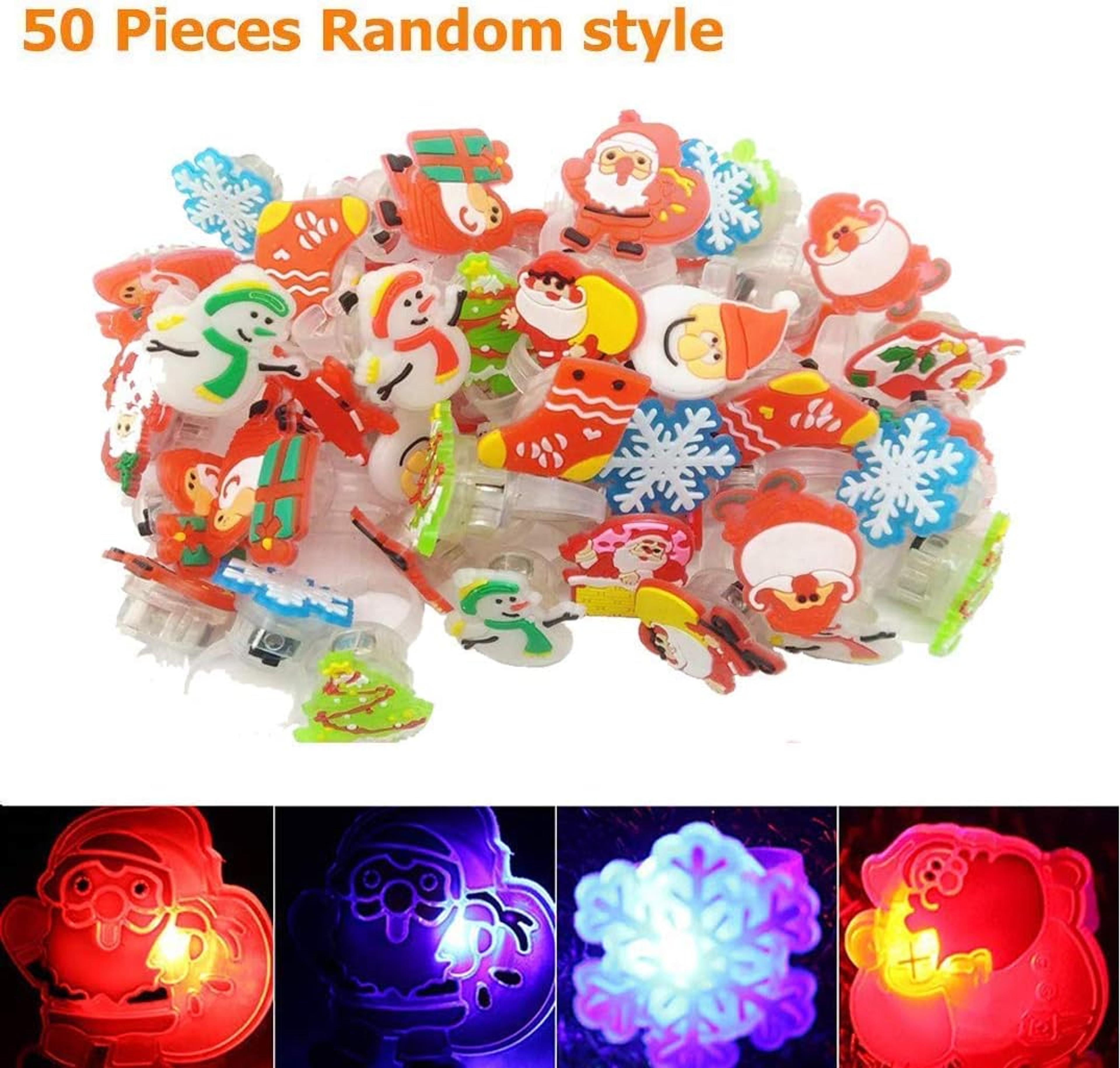 christmas led flashing rings light up party favors 20 or 50 piece set
