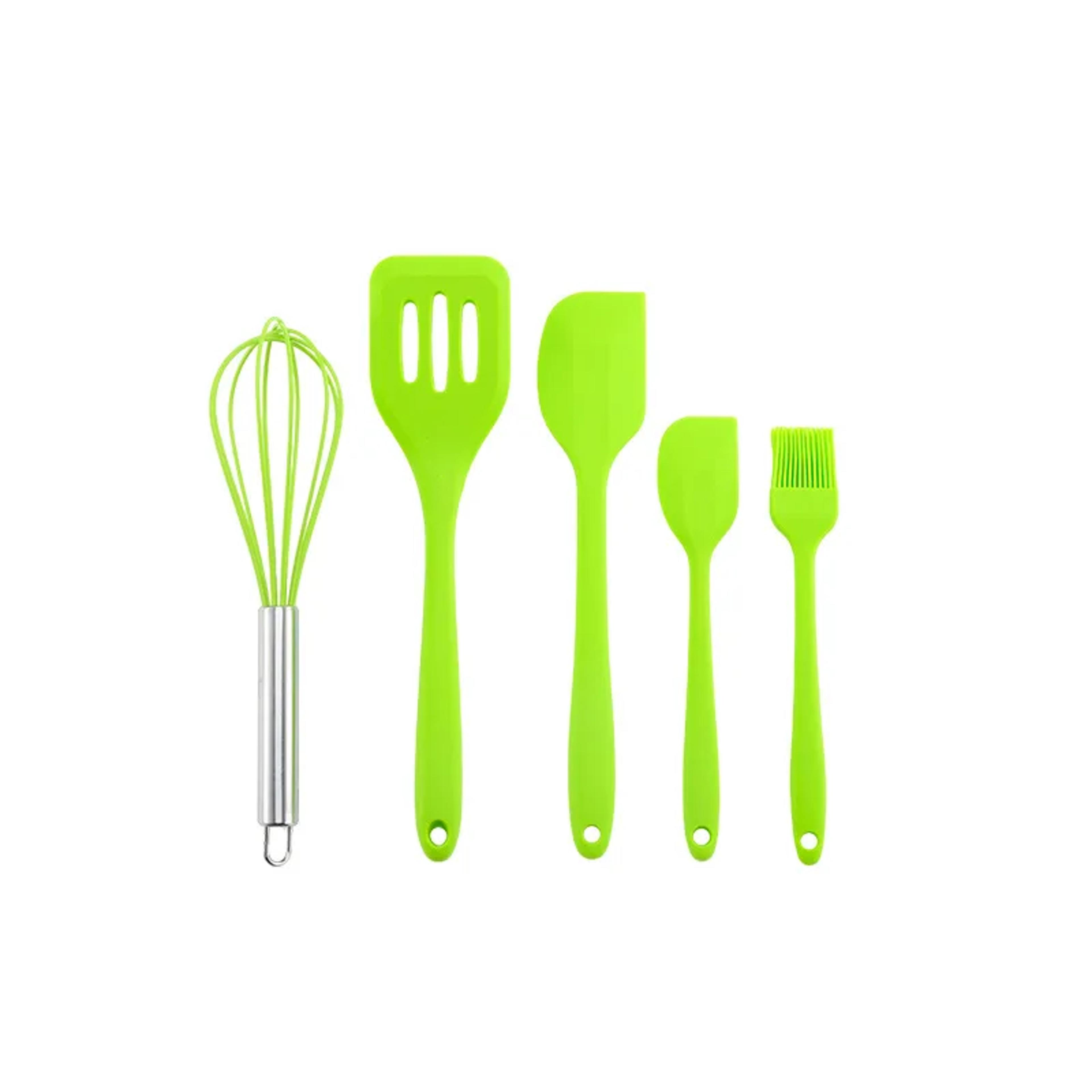 5 piece silicone baking tool set cooking utensils with spatula whisk brush and scrapers