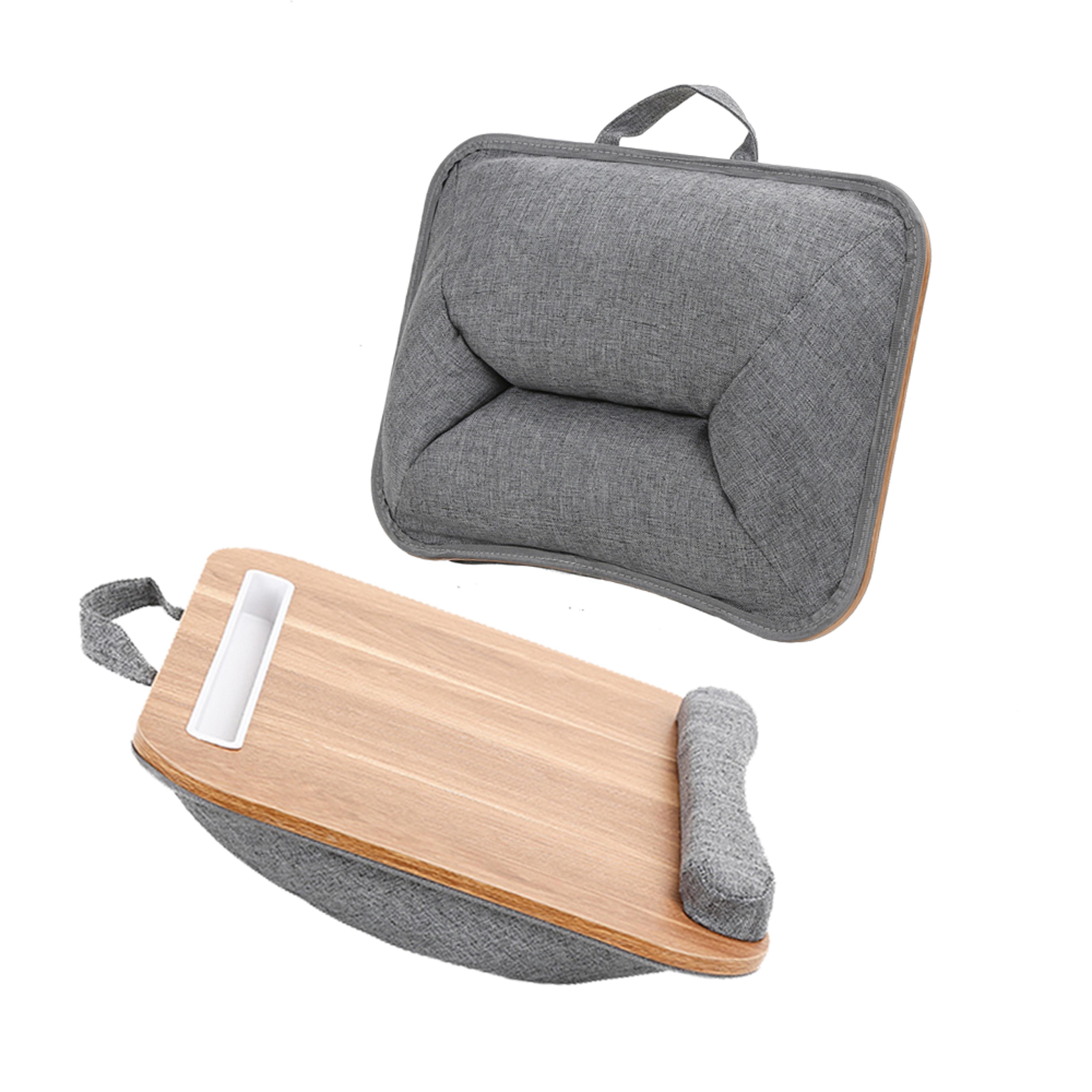 portable cushioned laptop lap desk with device slots for bed sofa study and work