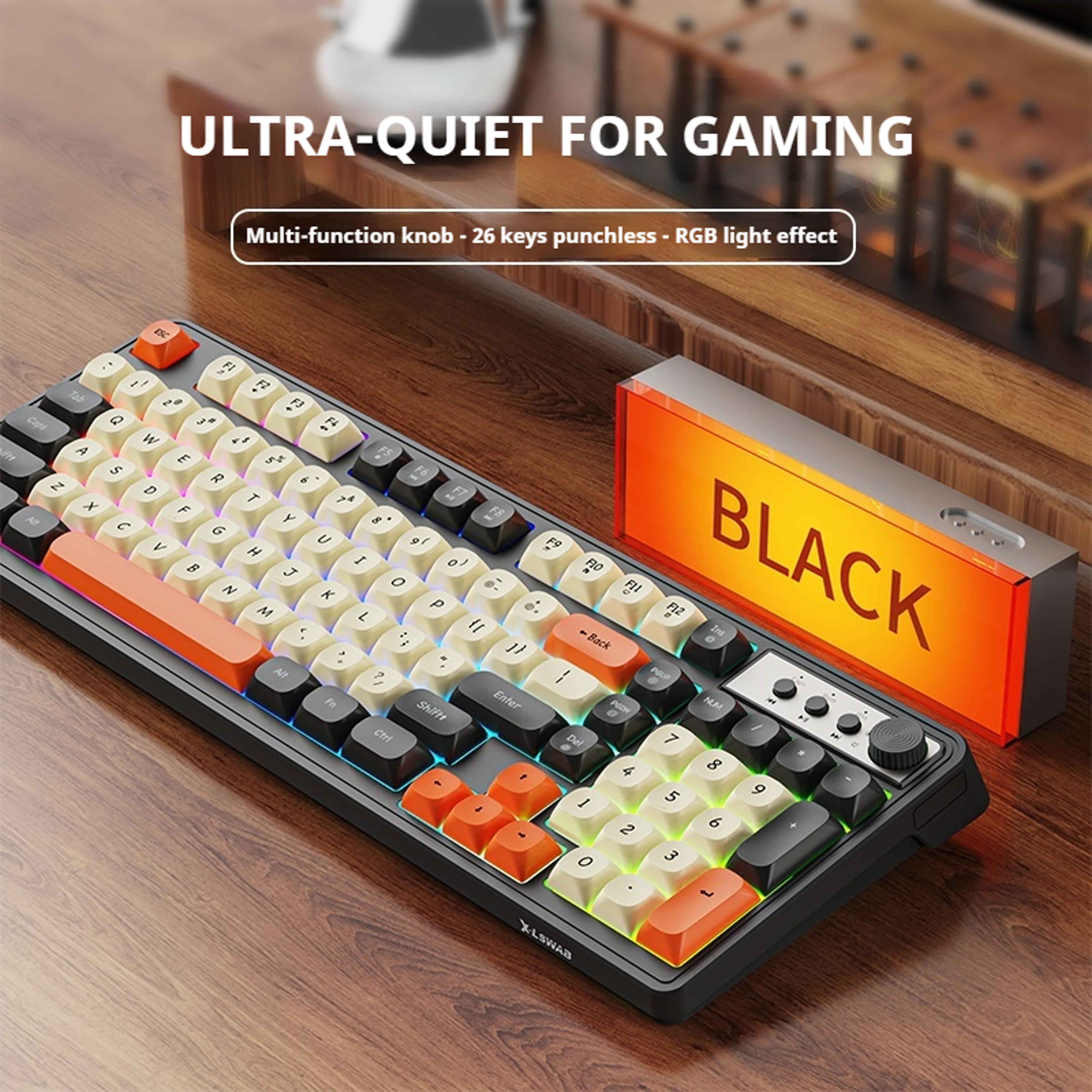 g98 wired gaming keyboard with rainbow backlight quiet 98 key layout
