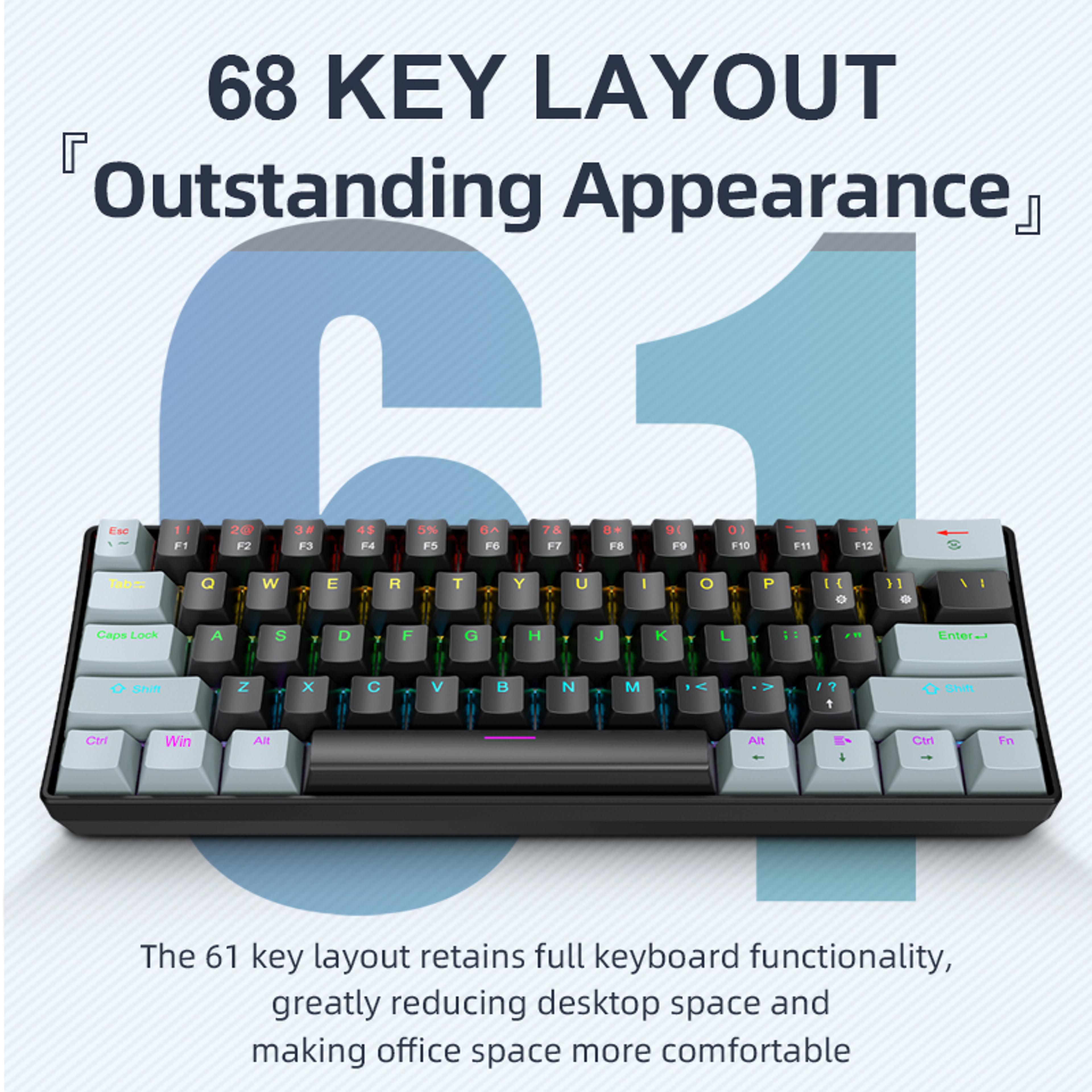 k61 60 percent mechanical gaming keyboard with rgb hot swappable switches