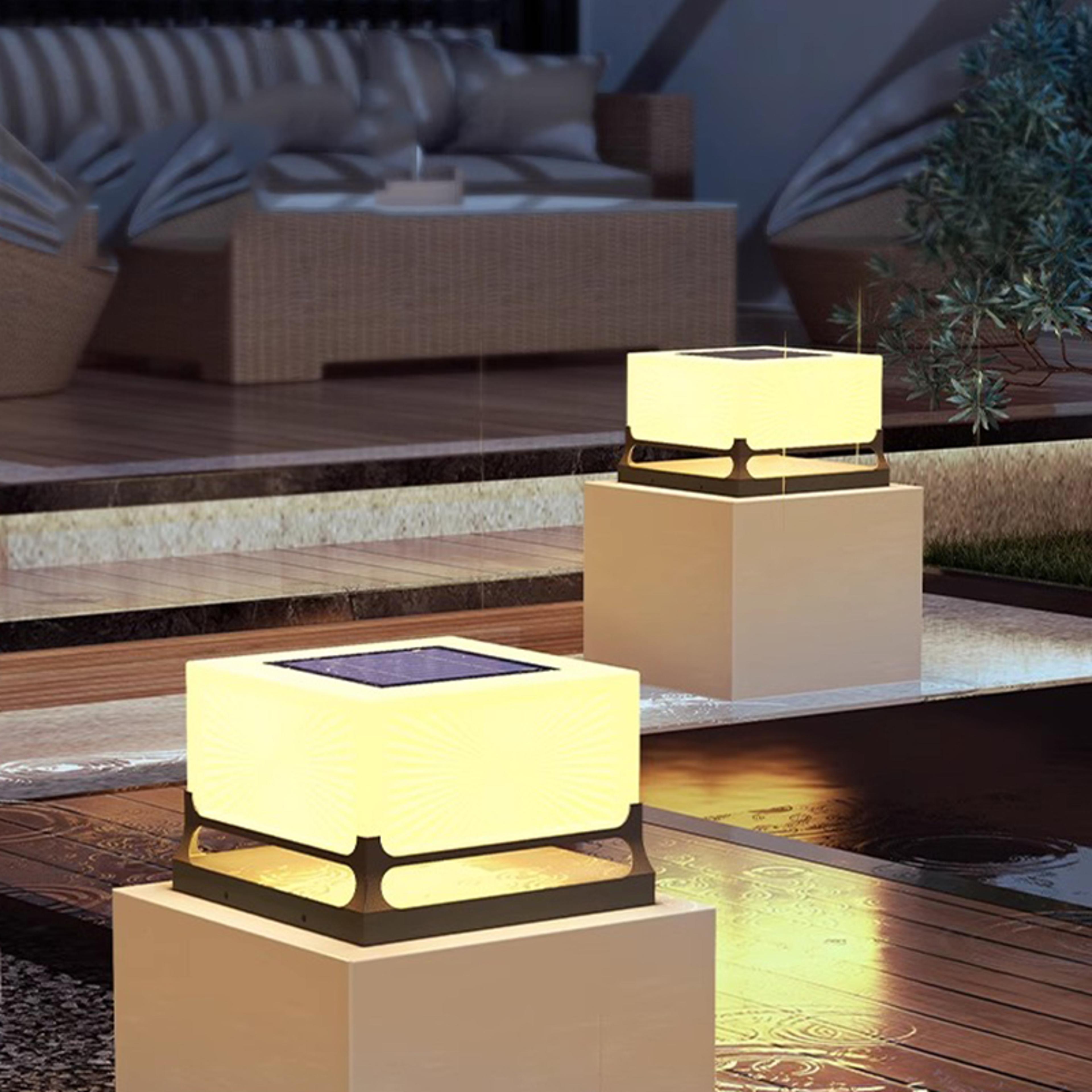 modern solar pillar light waterproof outdoor post light for patio yard and courtyard