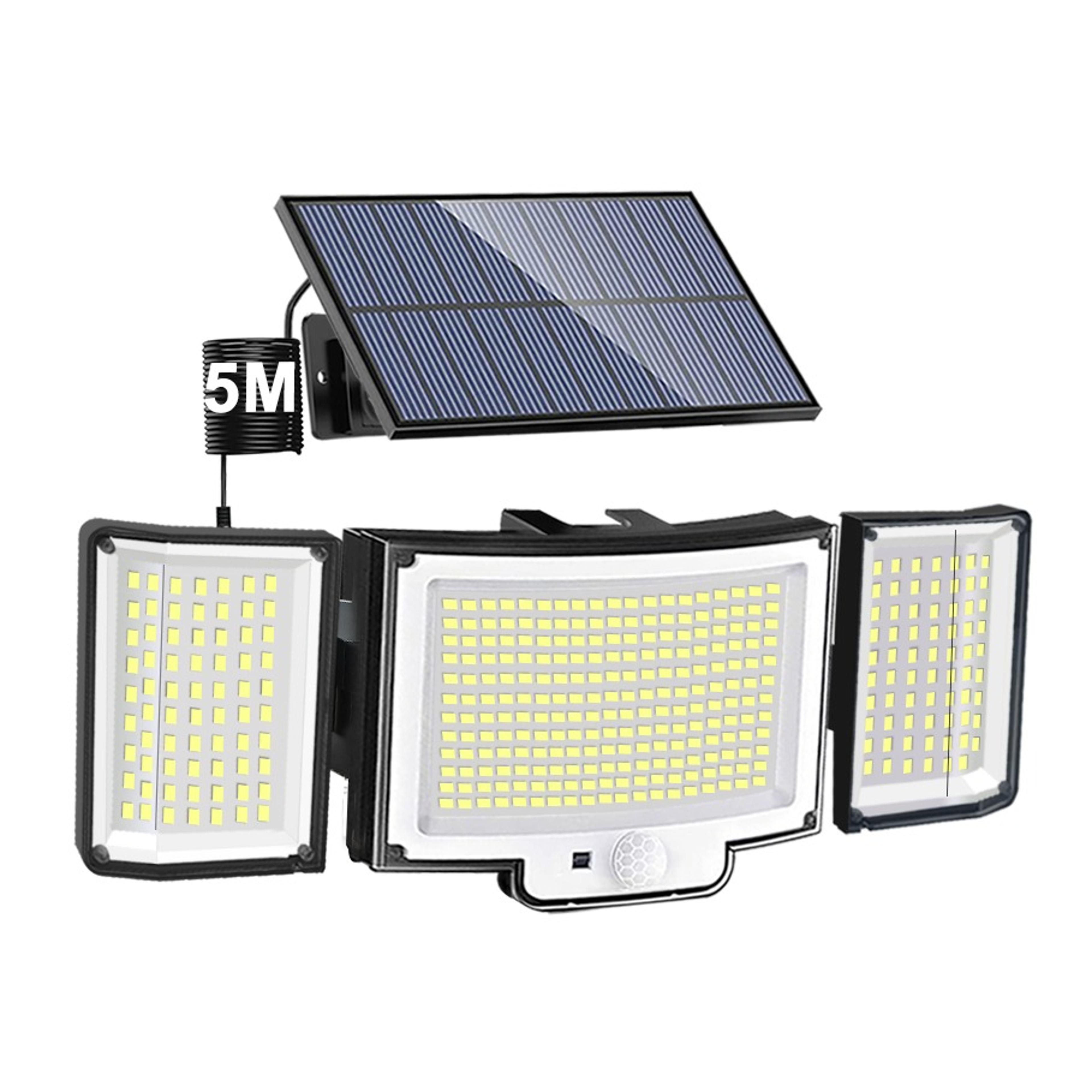 366 led solar motion sensor light 3 head outdoor security flood light