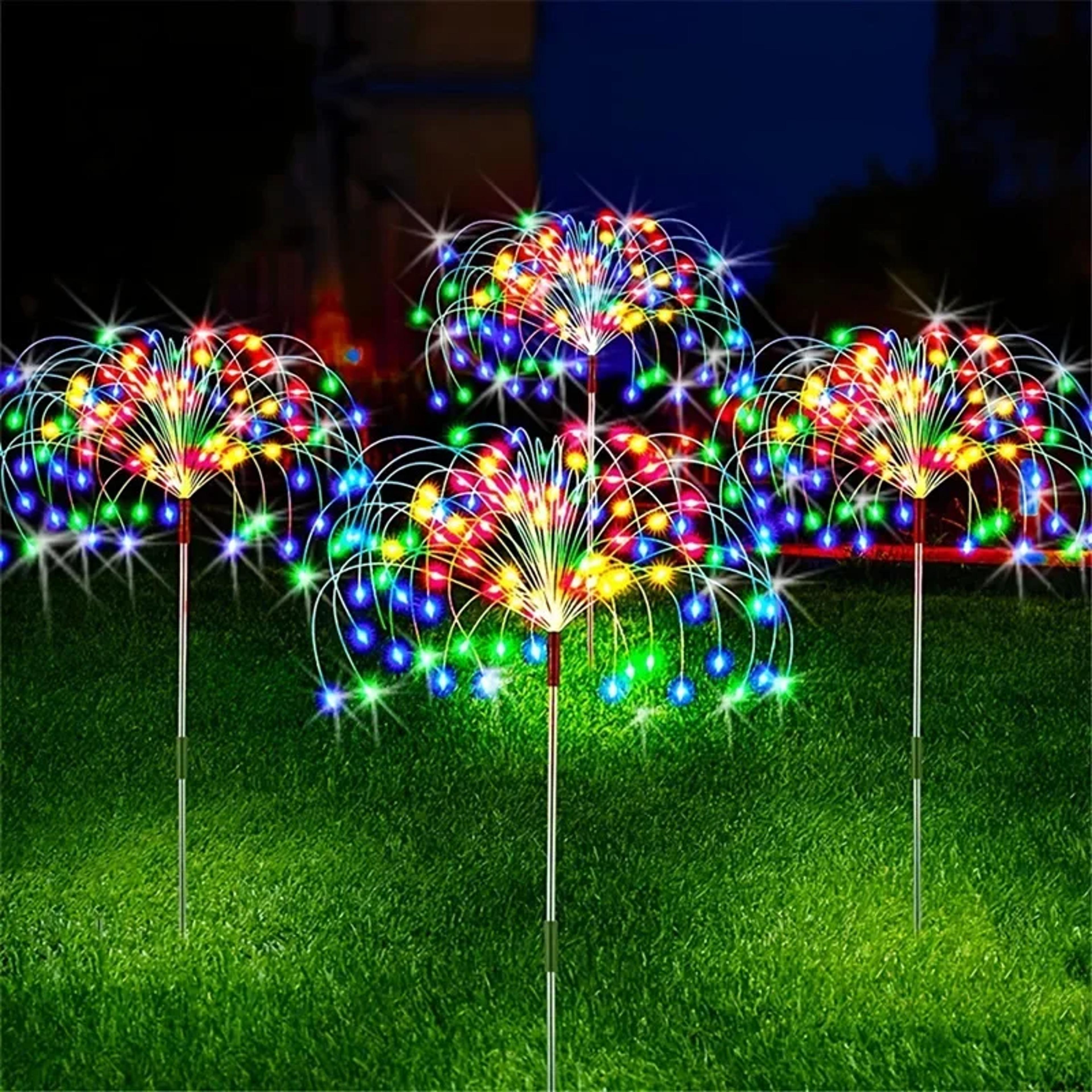 solar firework garden lights 90 led colorful outdoor fairy lights