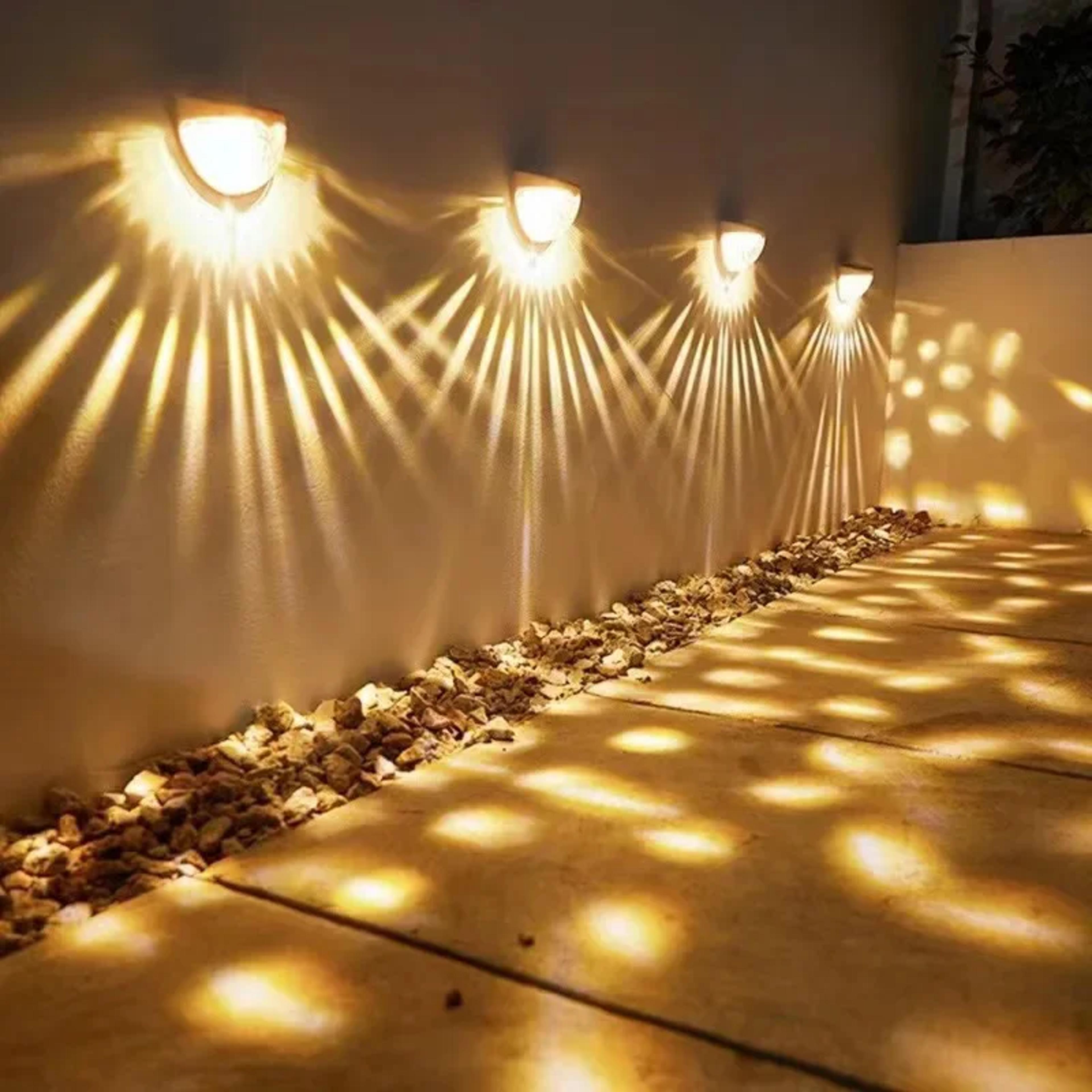 6 led solar fence lights outdoor waterproof deck wall lights