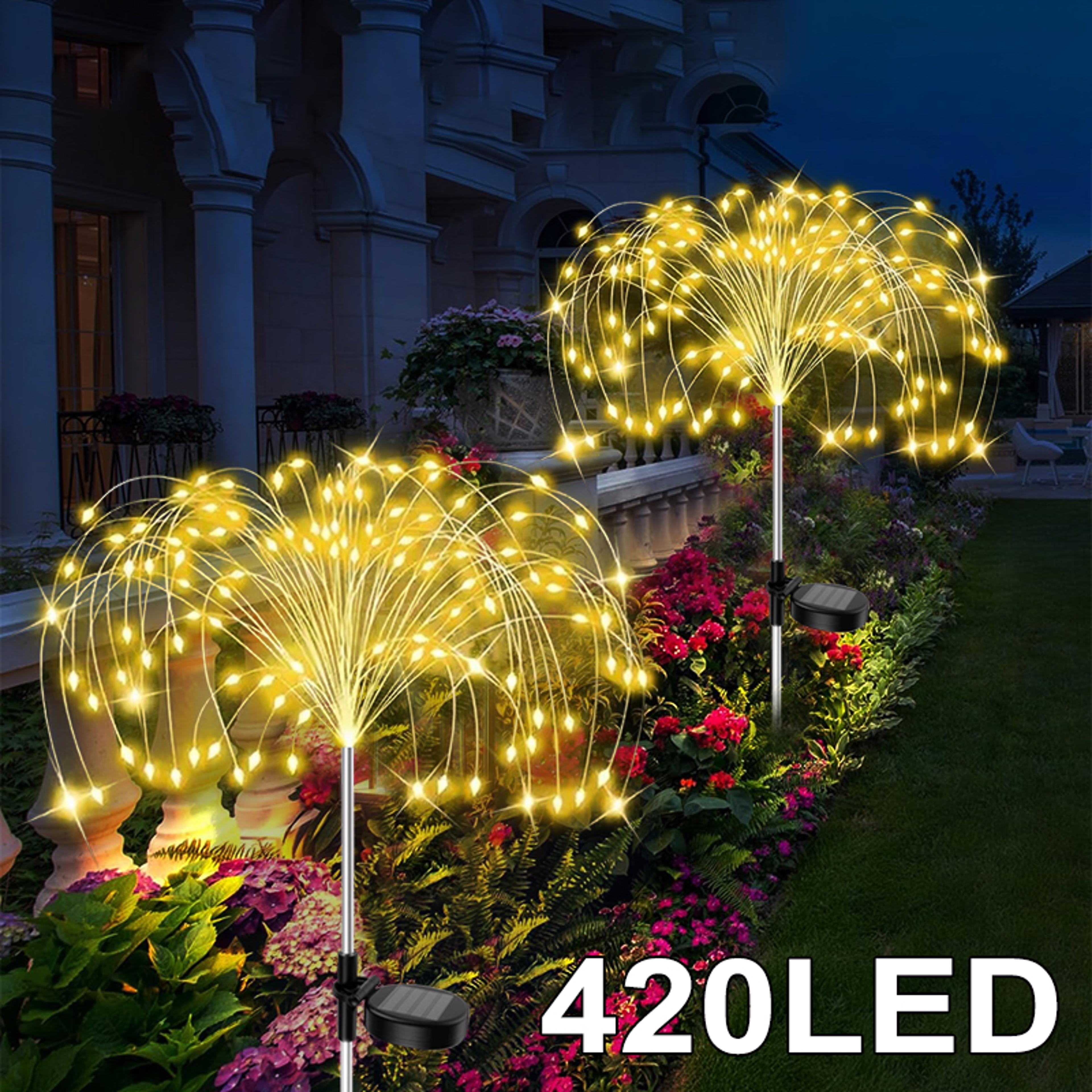 solar firework garden lights waterproof led fairy flower outdoor decor