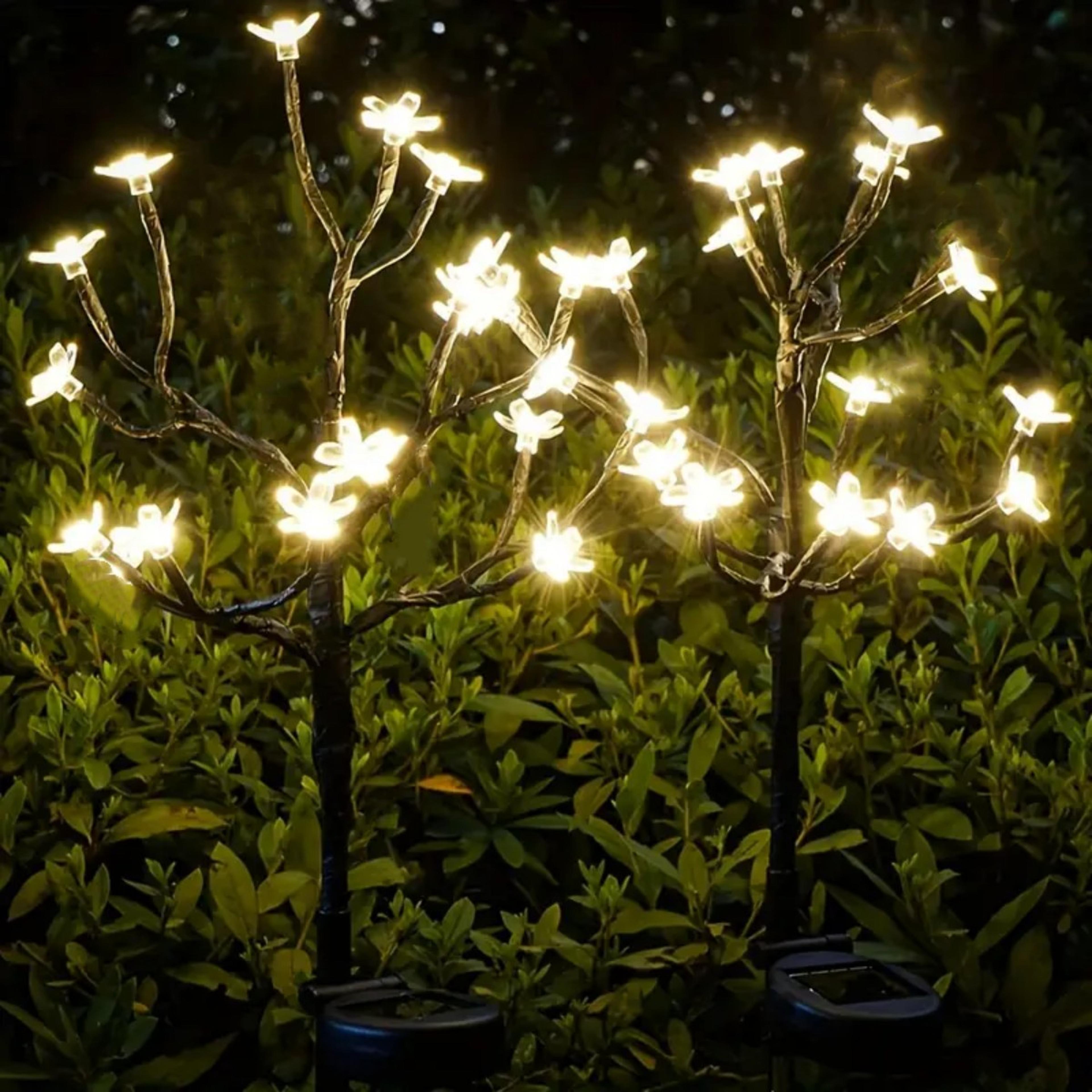 solar cherry blossom lights waterproof led branch garden lights