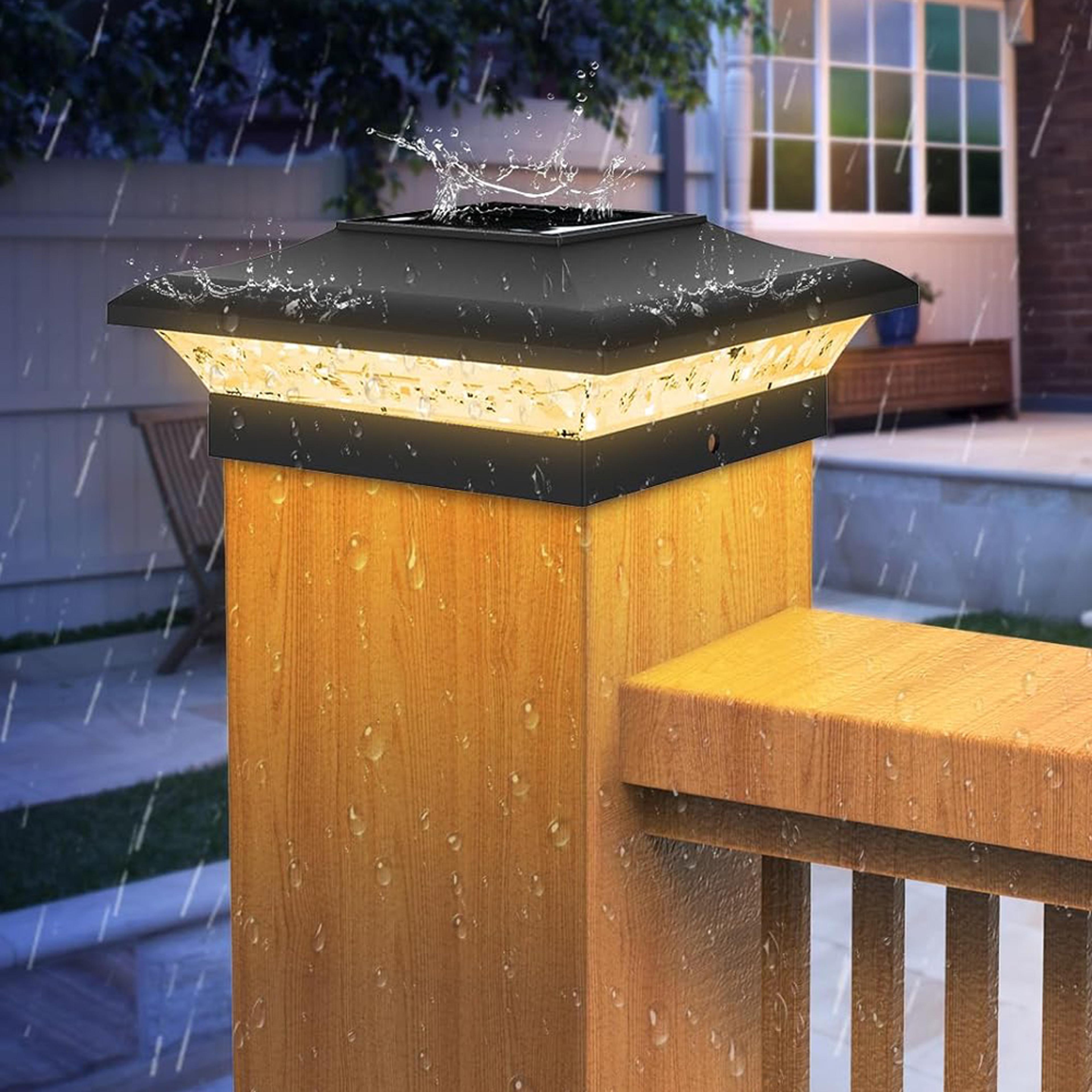 solar post lights dual color ip65 waterproof led fence cap lights for garden deck gate