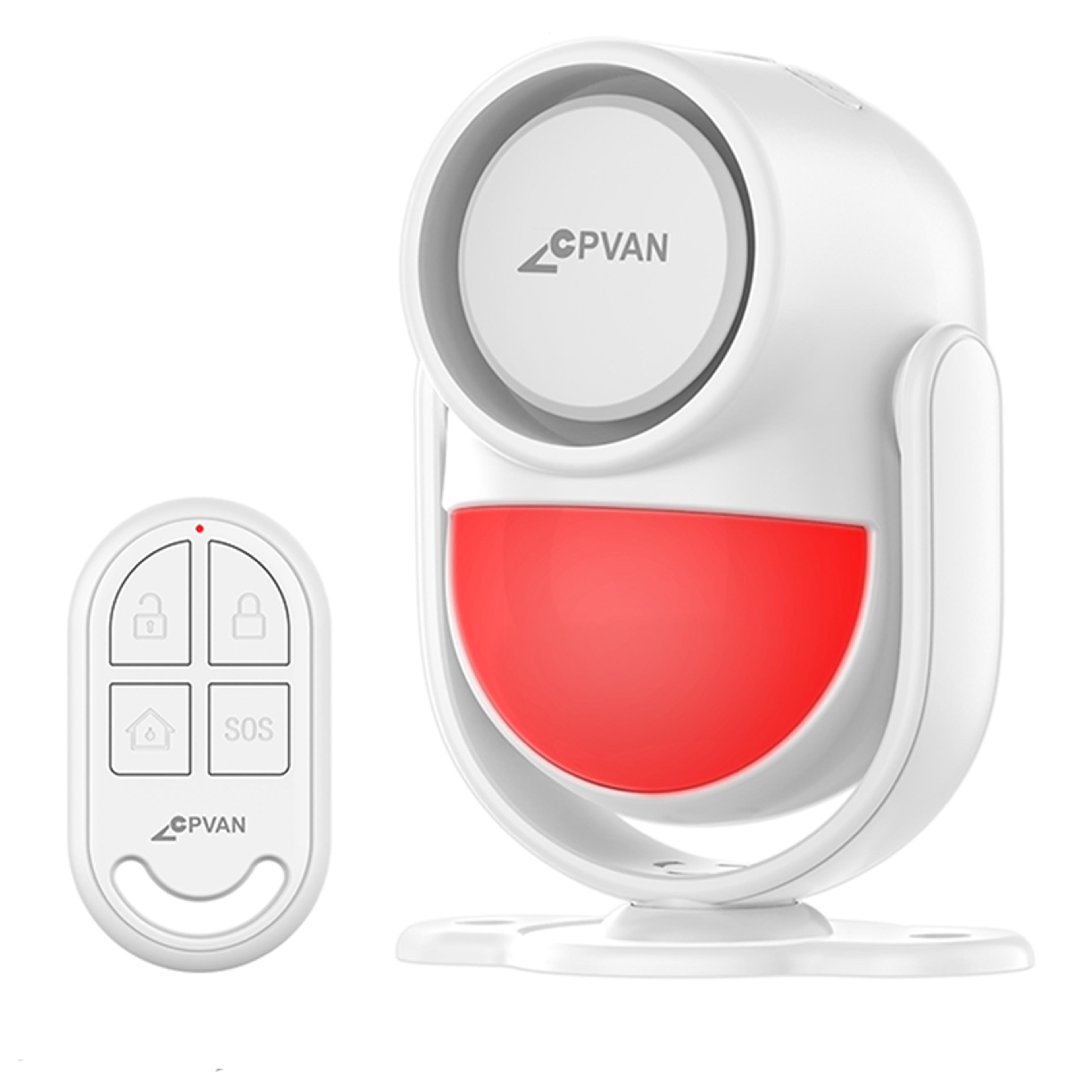 cpvan wireless pir motion sensor alarm 125db home security alarm with remote control