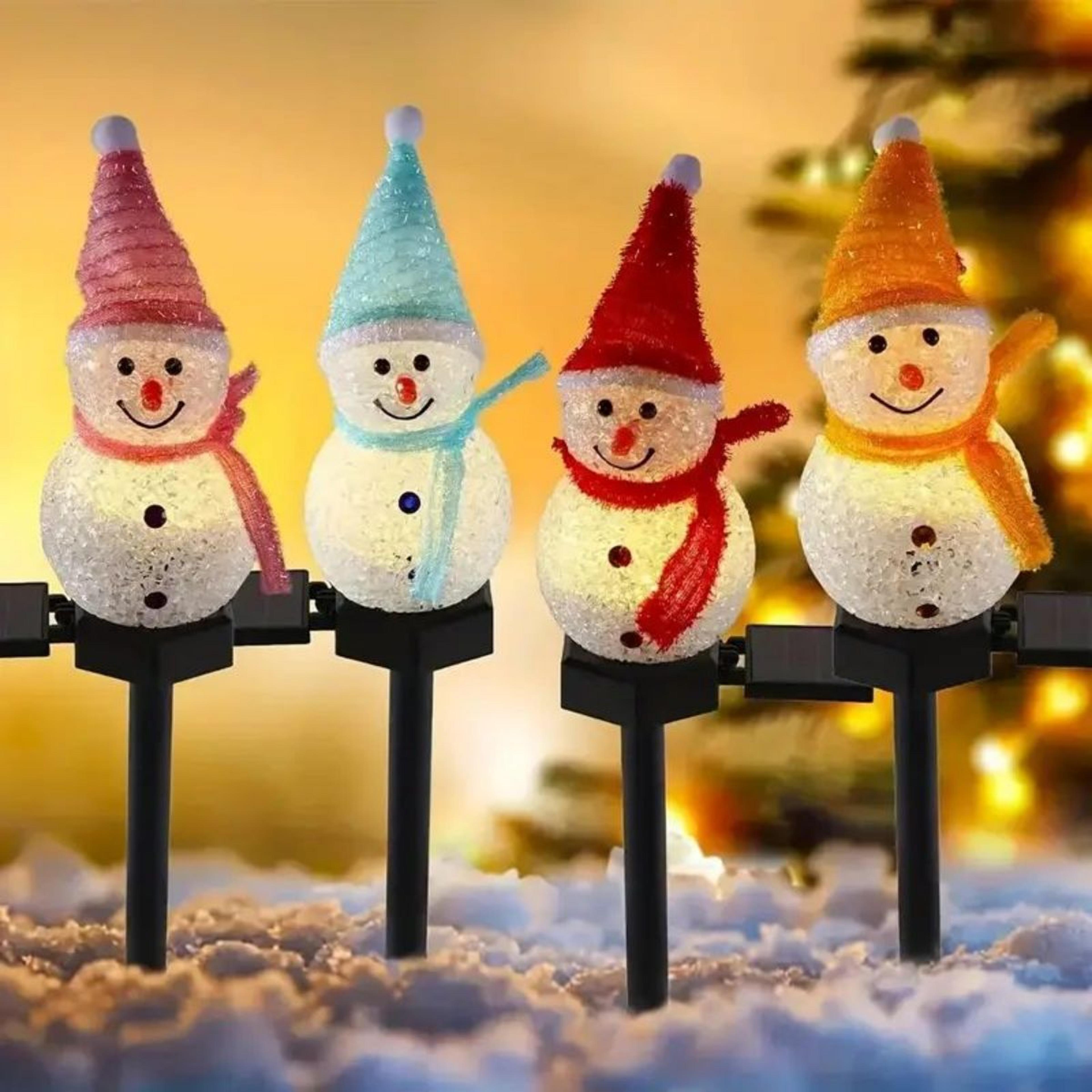 solar snowman lights outdoor christmas pathway garden decor