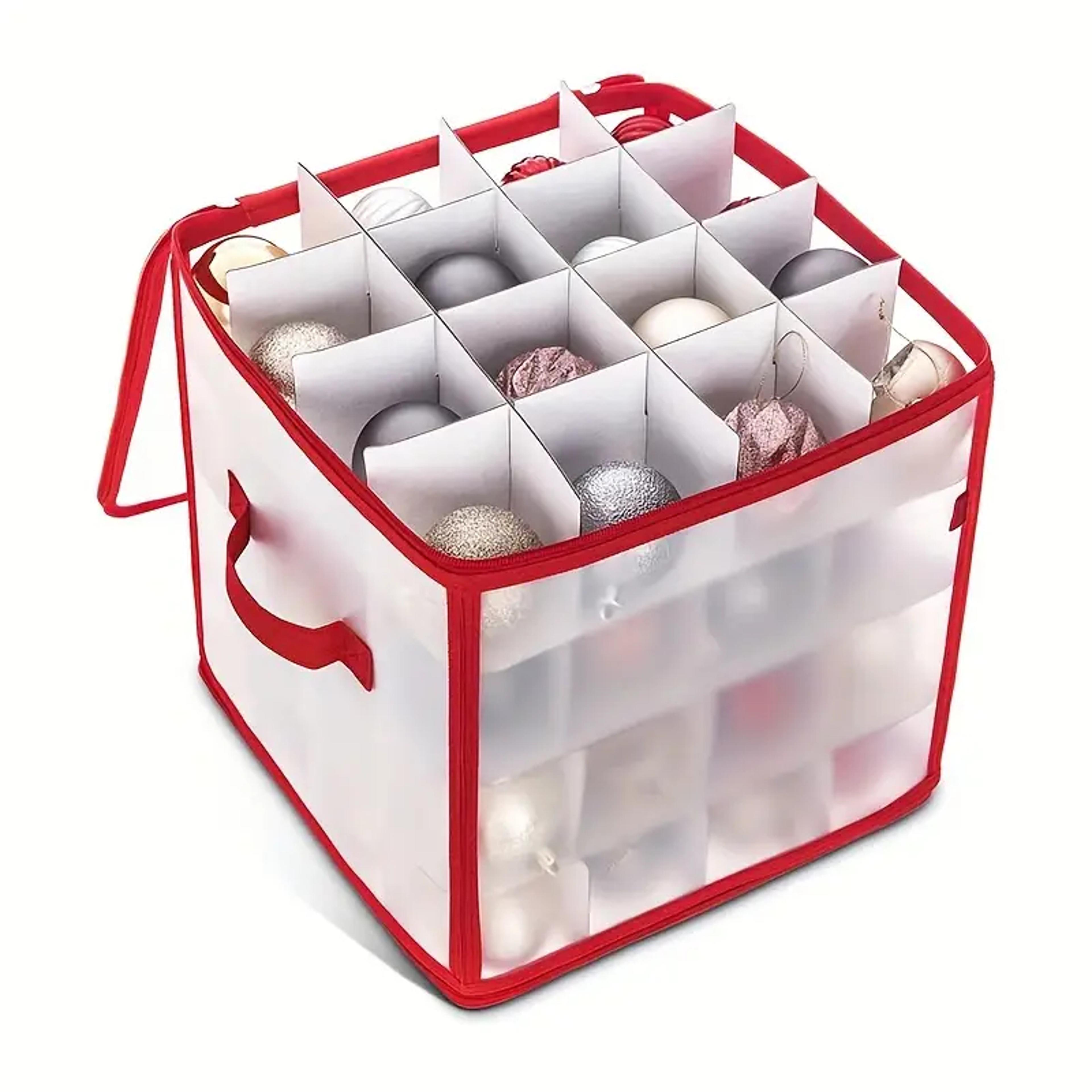 christmas ornament storage box 32 64 grid clear 4 tier holiday organizer