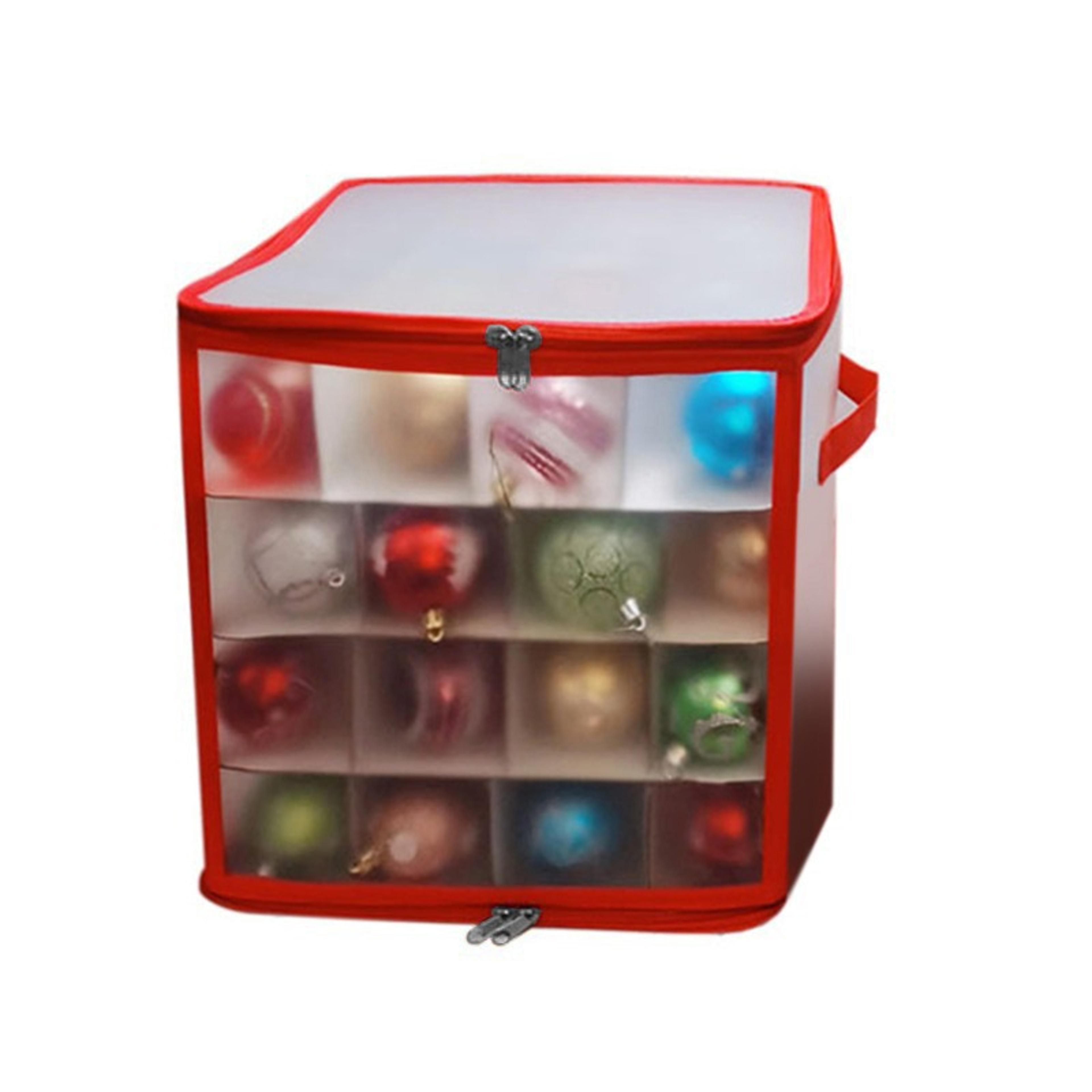64 grid christmas ornament storage box foldable bauble organizer with dividers
