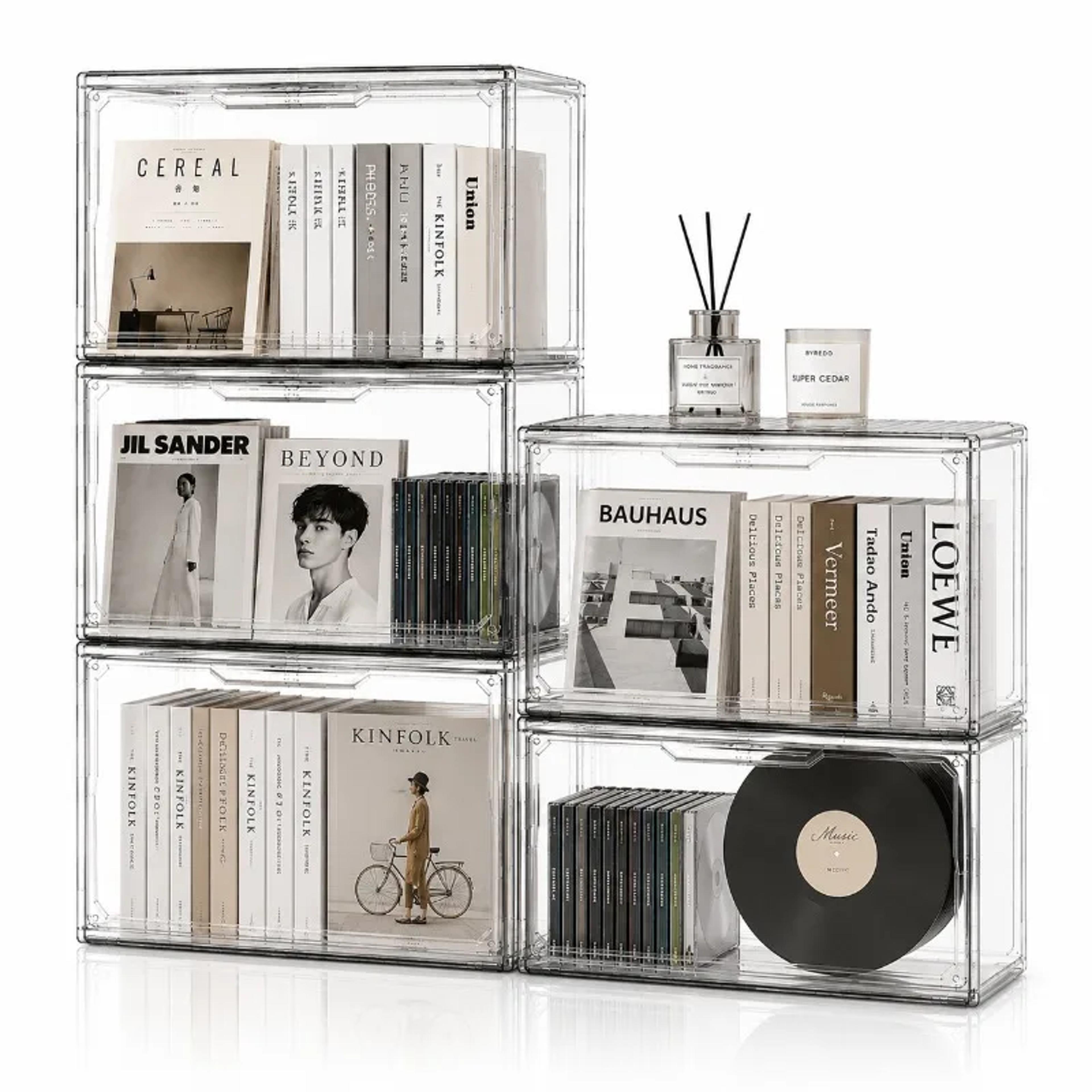 transparent acrylic display case dustproof collectible figure storage box for bookshelf and desktop