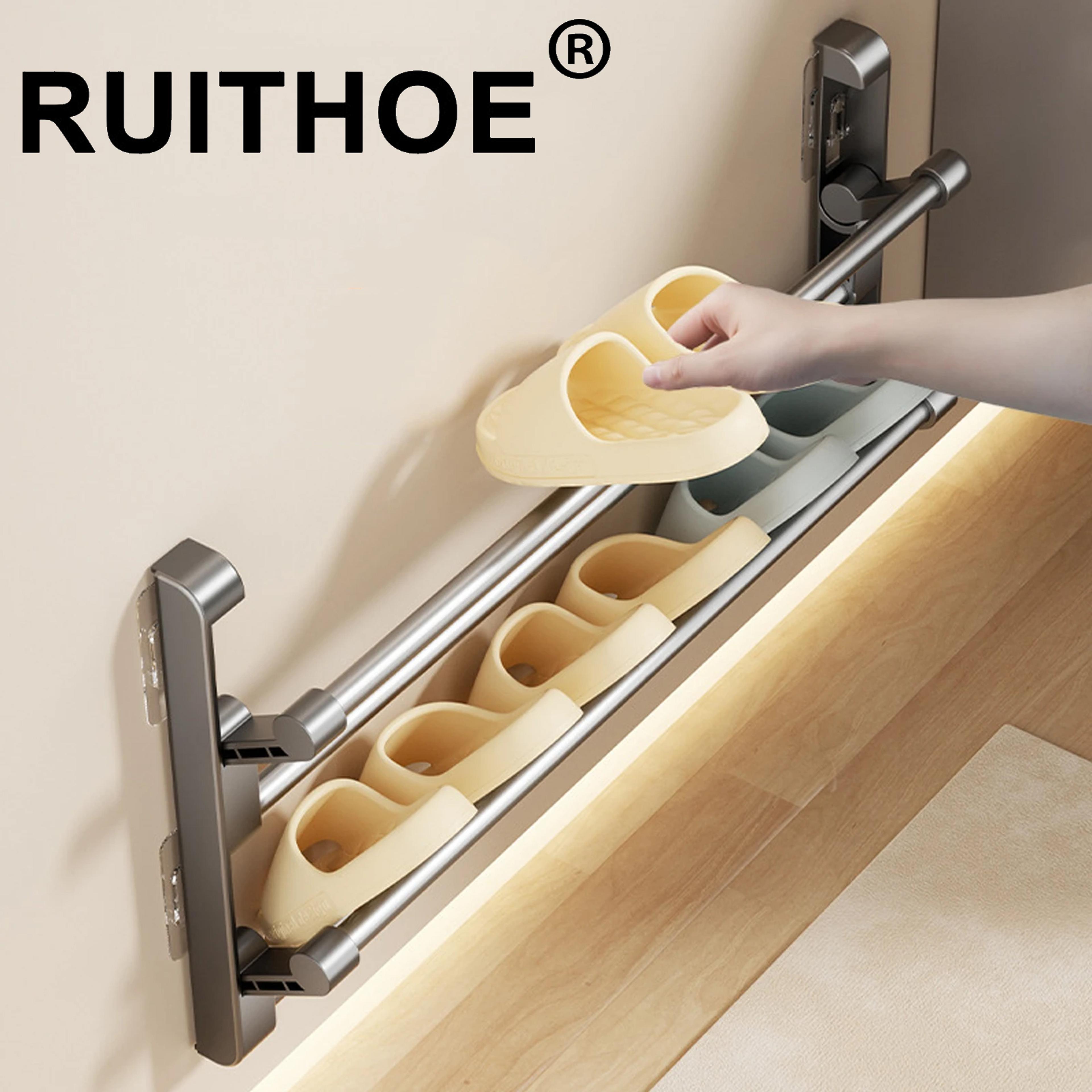 wall mounted slipper rack space saving bathroom shoe organizer and drying holder