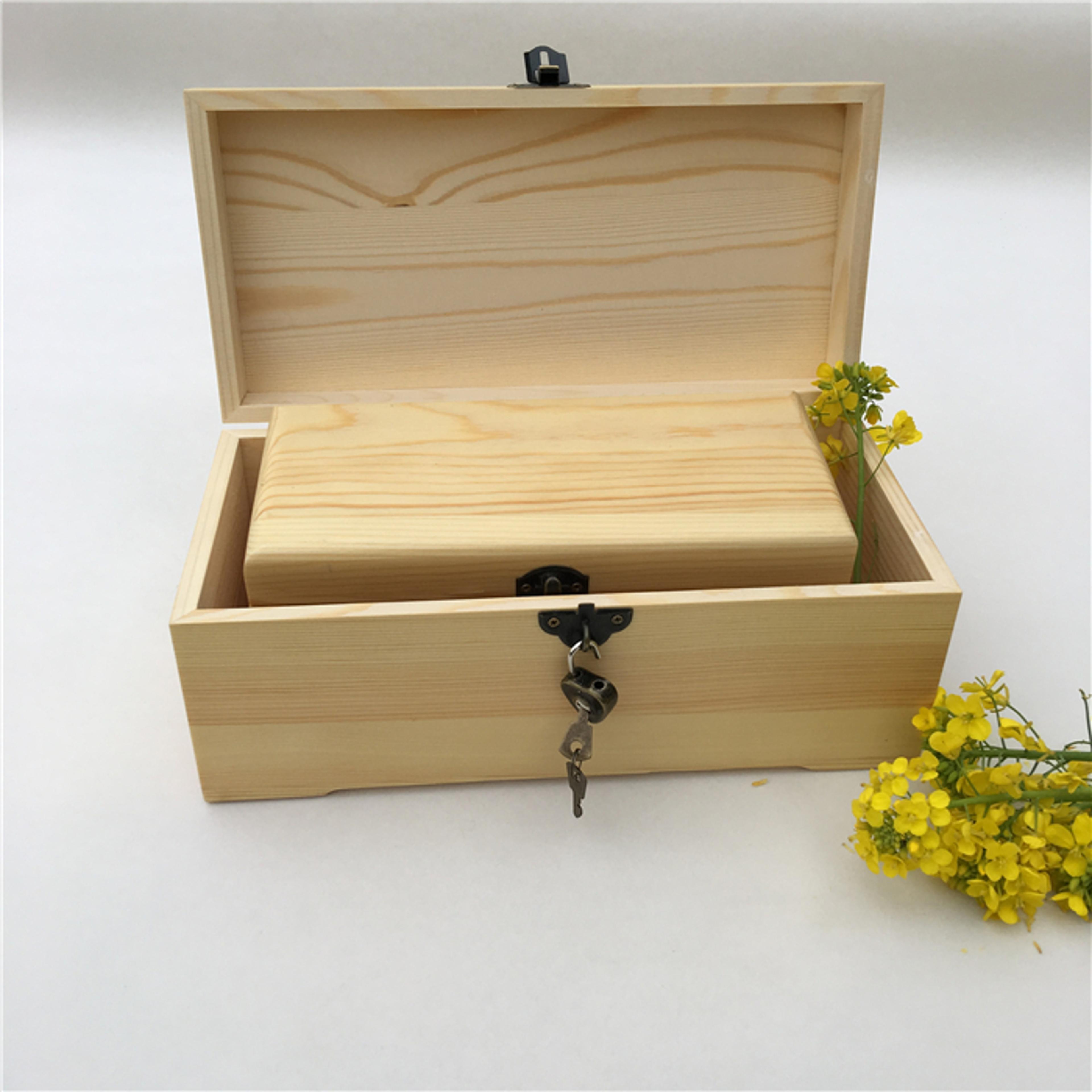large pine wood storage box locking wooden keepsake gift box