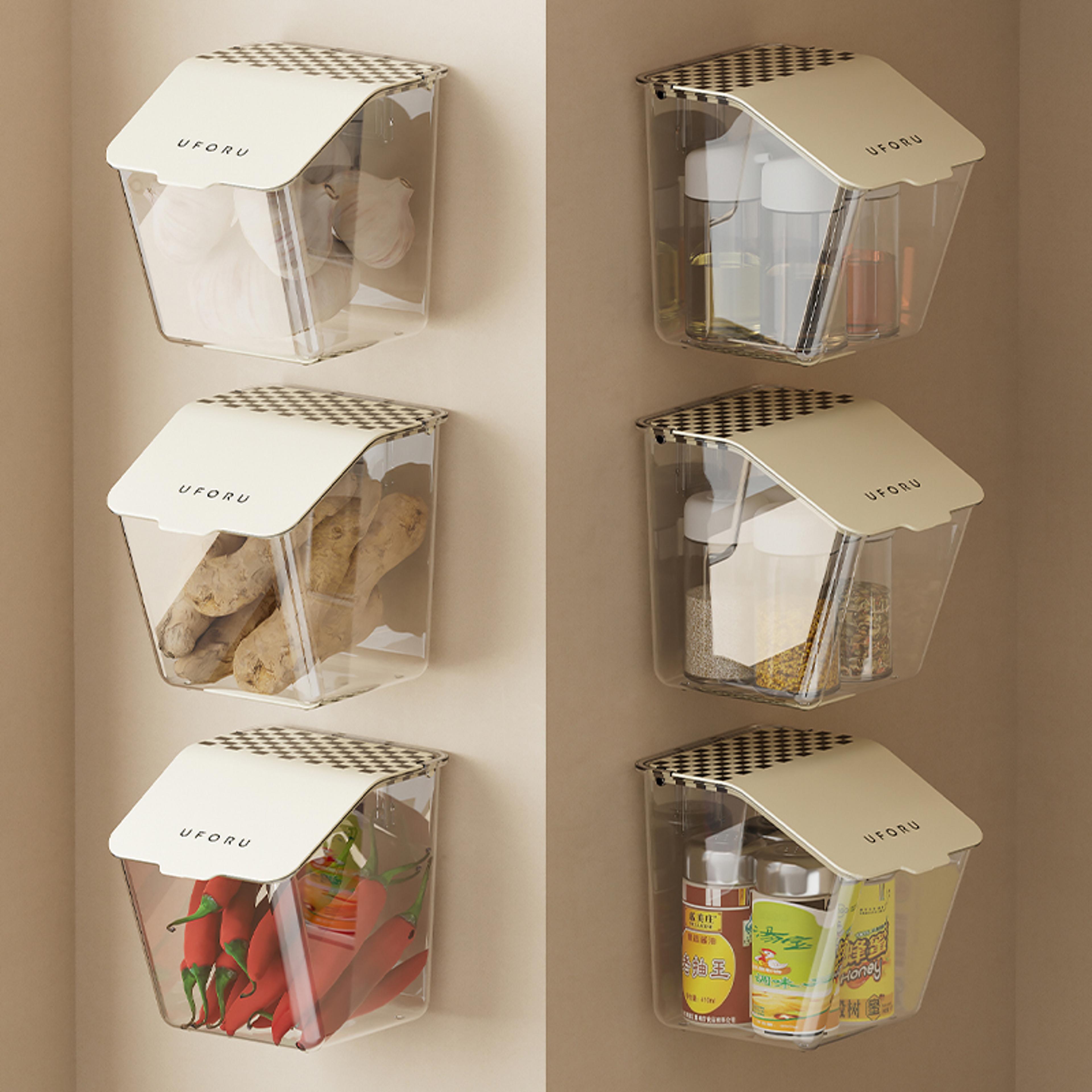 onion garlic storage box wall mounted no drill ventilated kitchen organizer