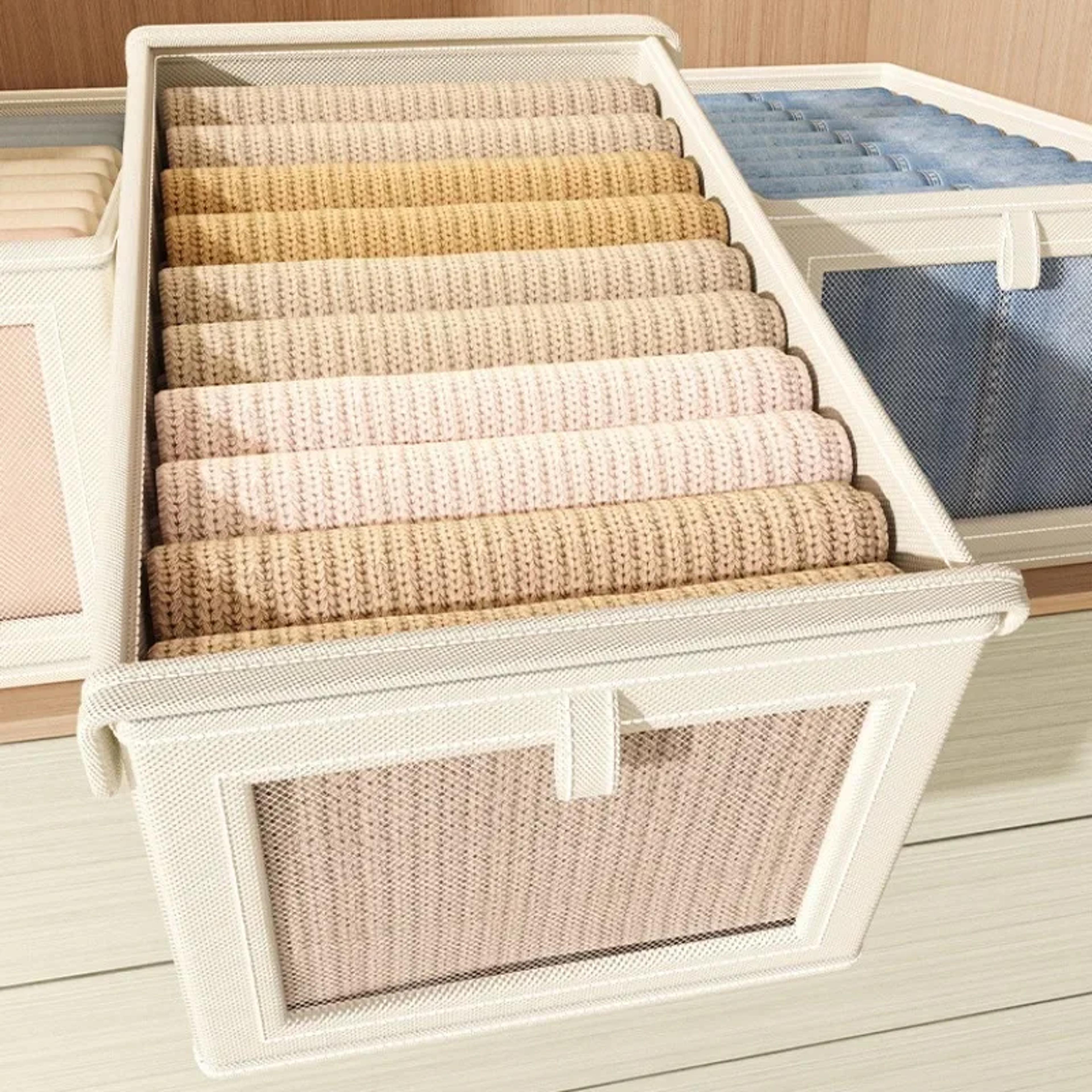 large foldable storage box with clear window oxford cloth closet organizer
