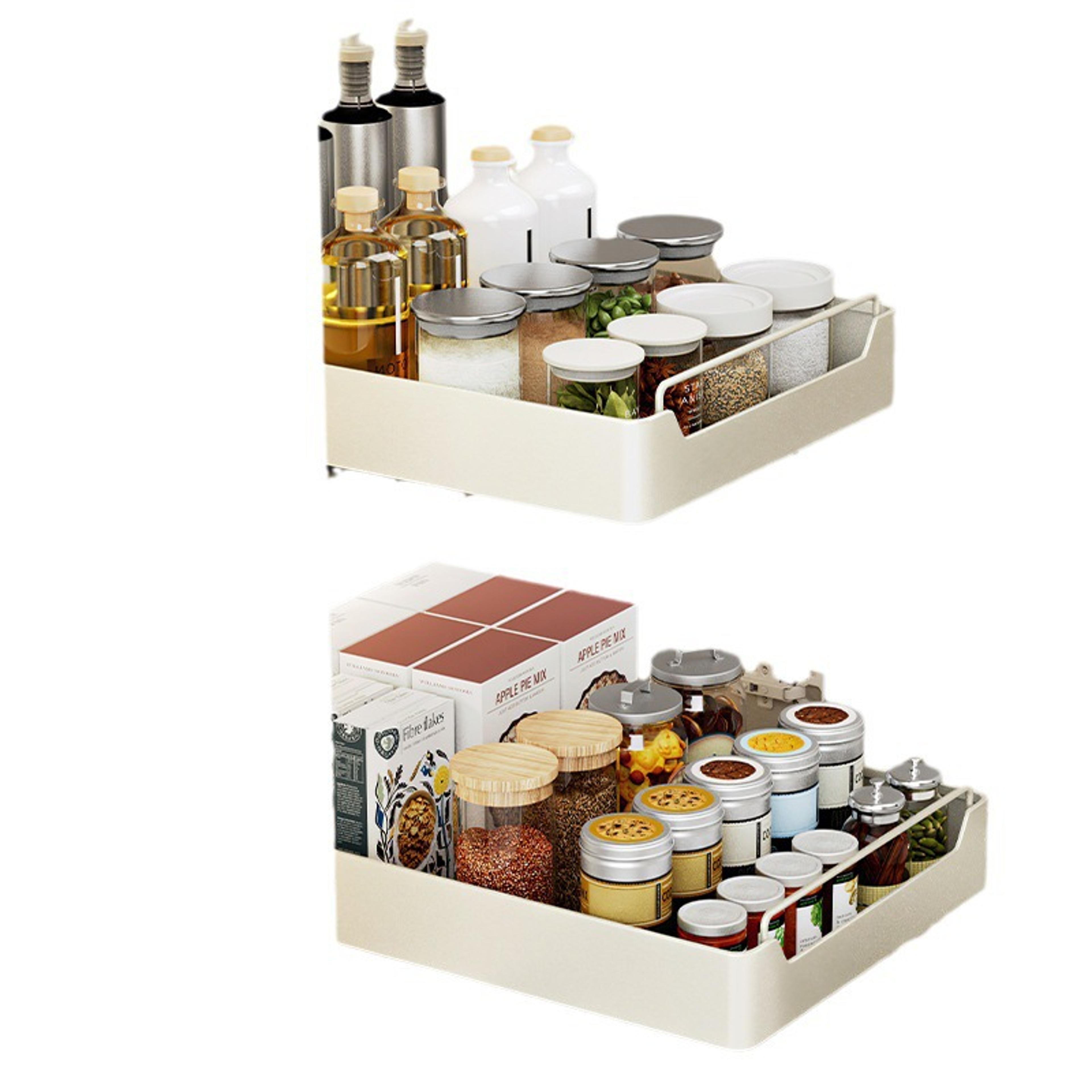 pull out cabinet organizer metal sliding spice rack kitchen storage tray