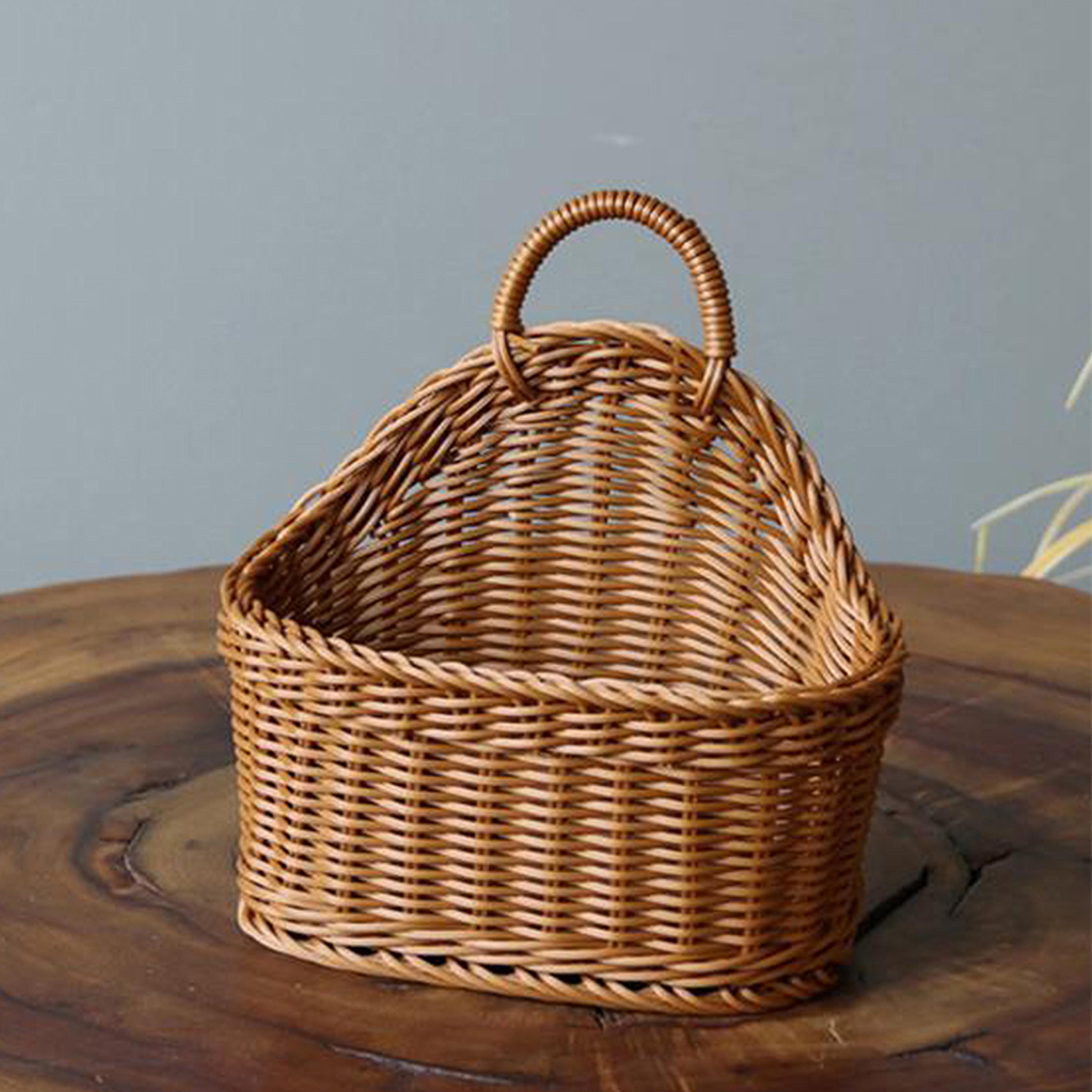 wall mounted fruit basket rattan style hanging vegetable basket kitchen organizer