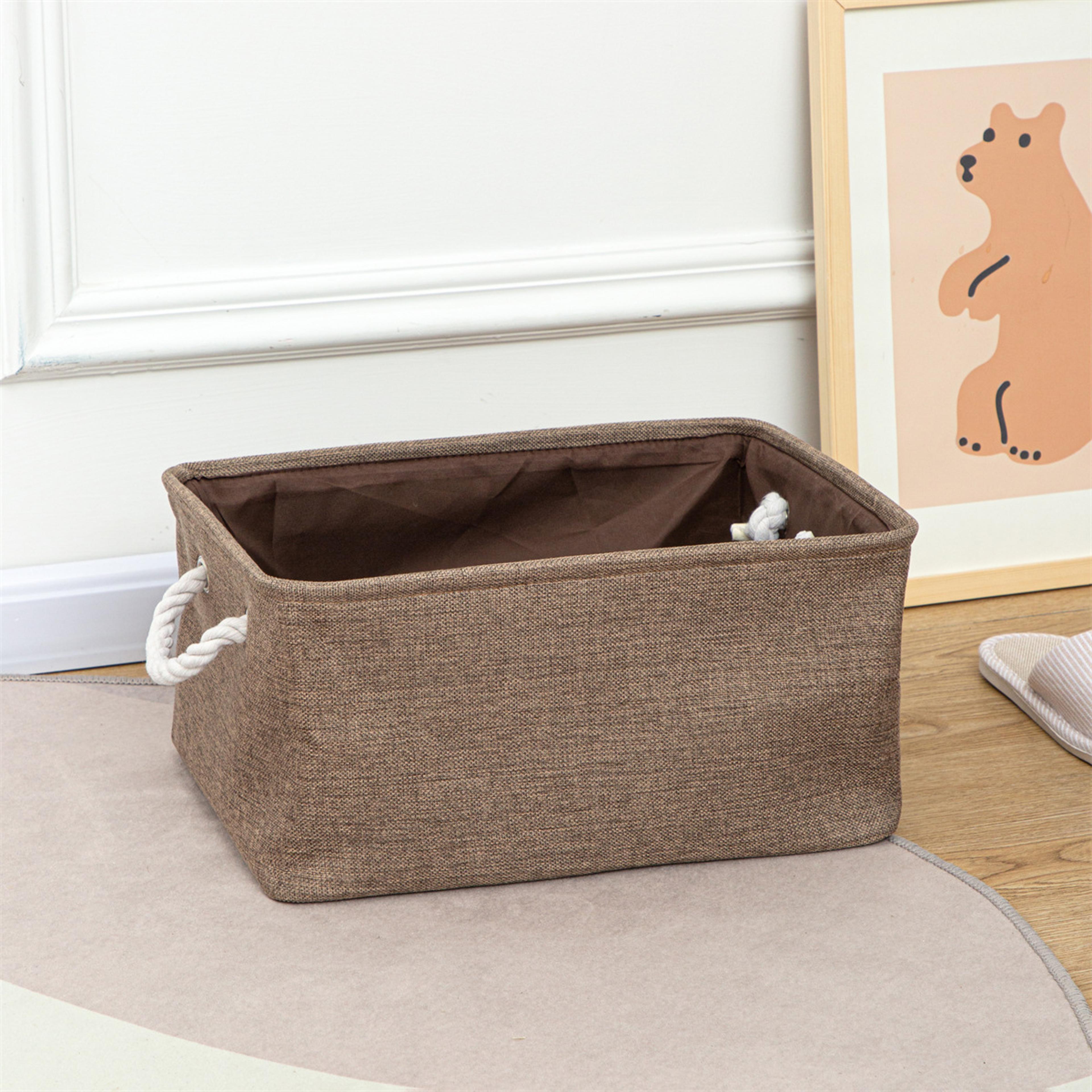 foldable storage basket linen fabric storage bin with handles for closet toys laundry