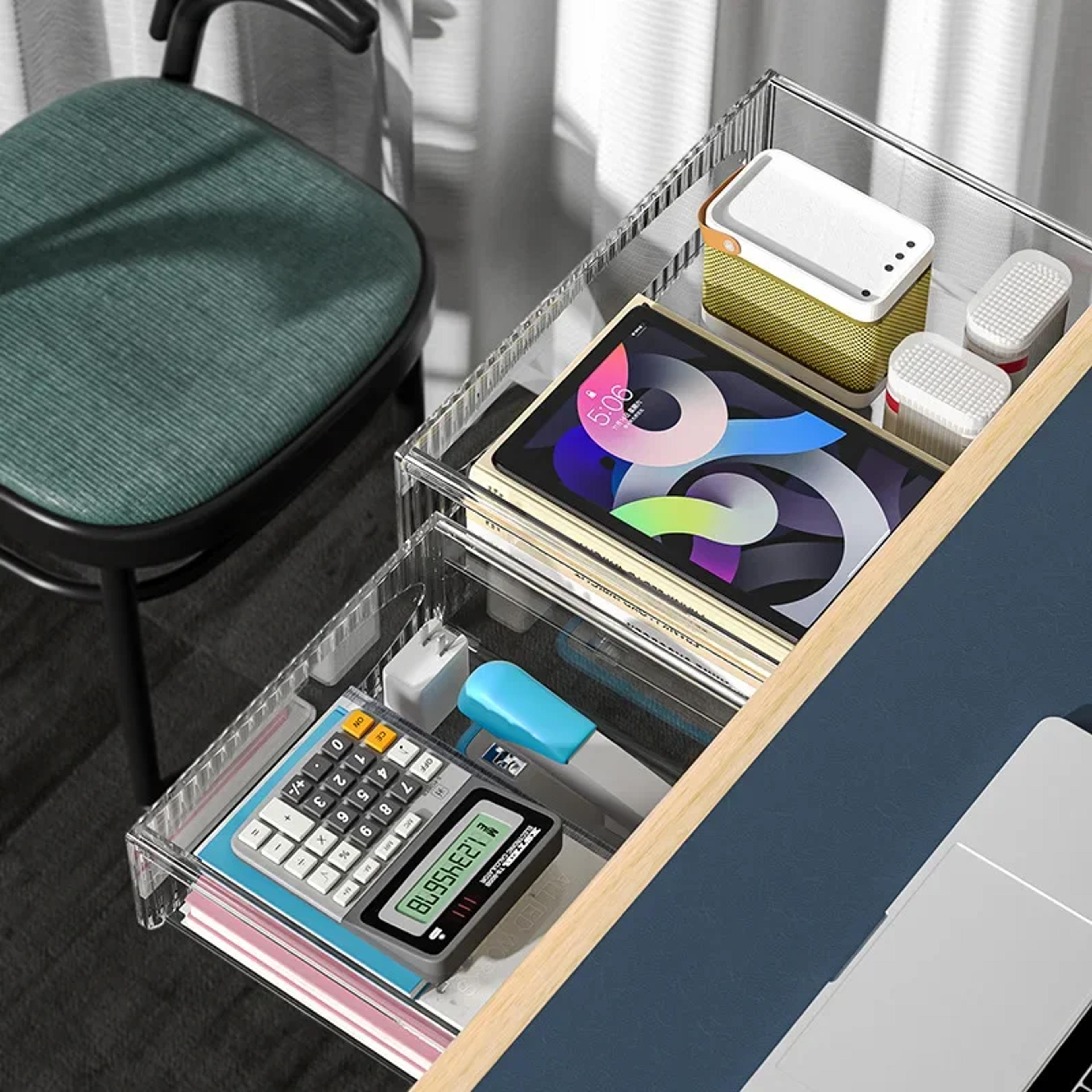 hidden under desk drawer pull out desk organizer large capacity storage box