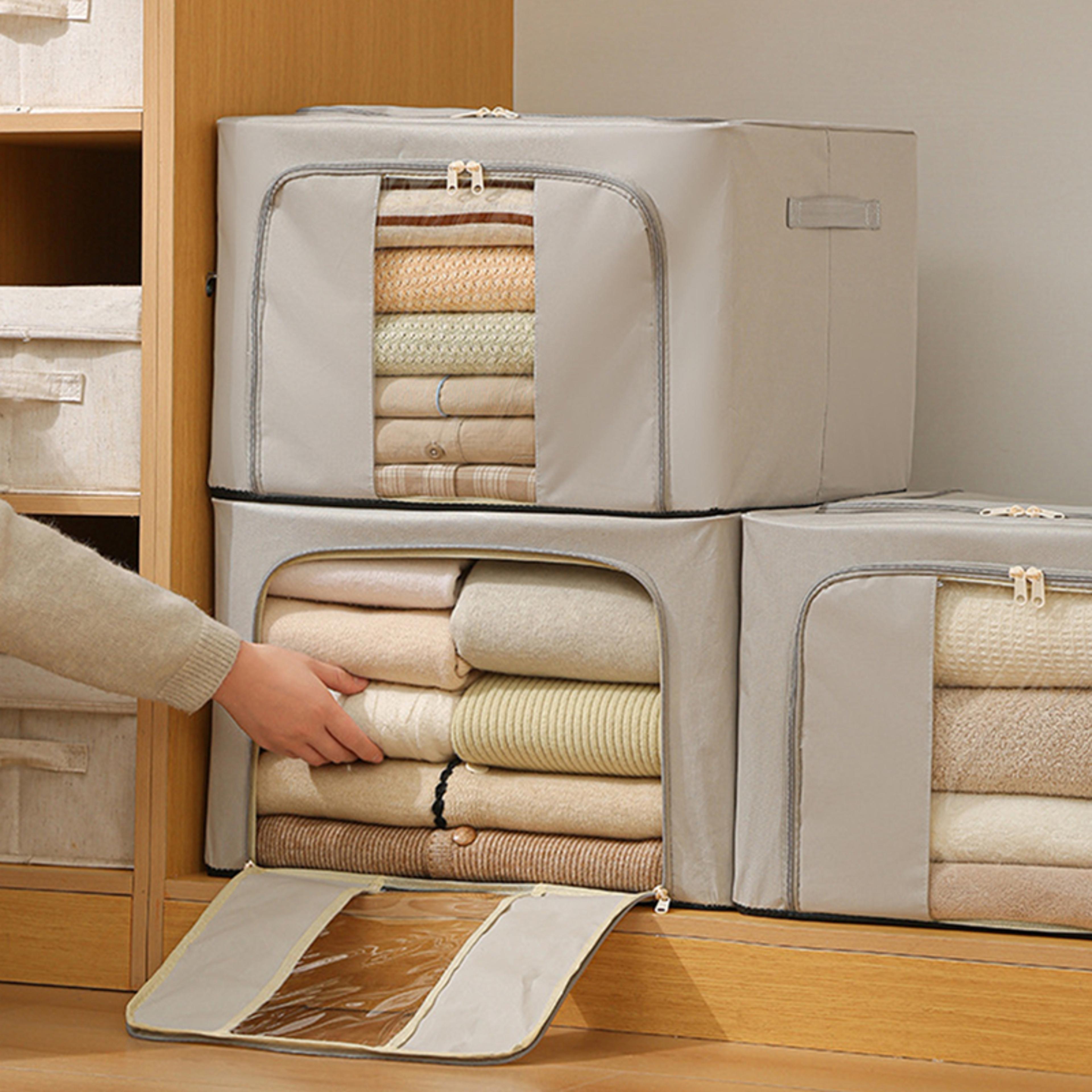 foldable clothes storage box large capacity visible window wardrobe organizer