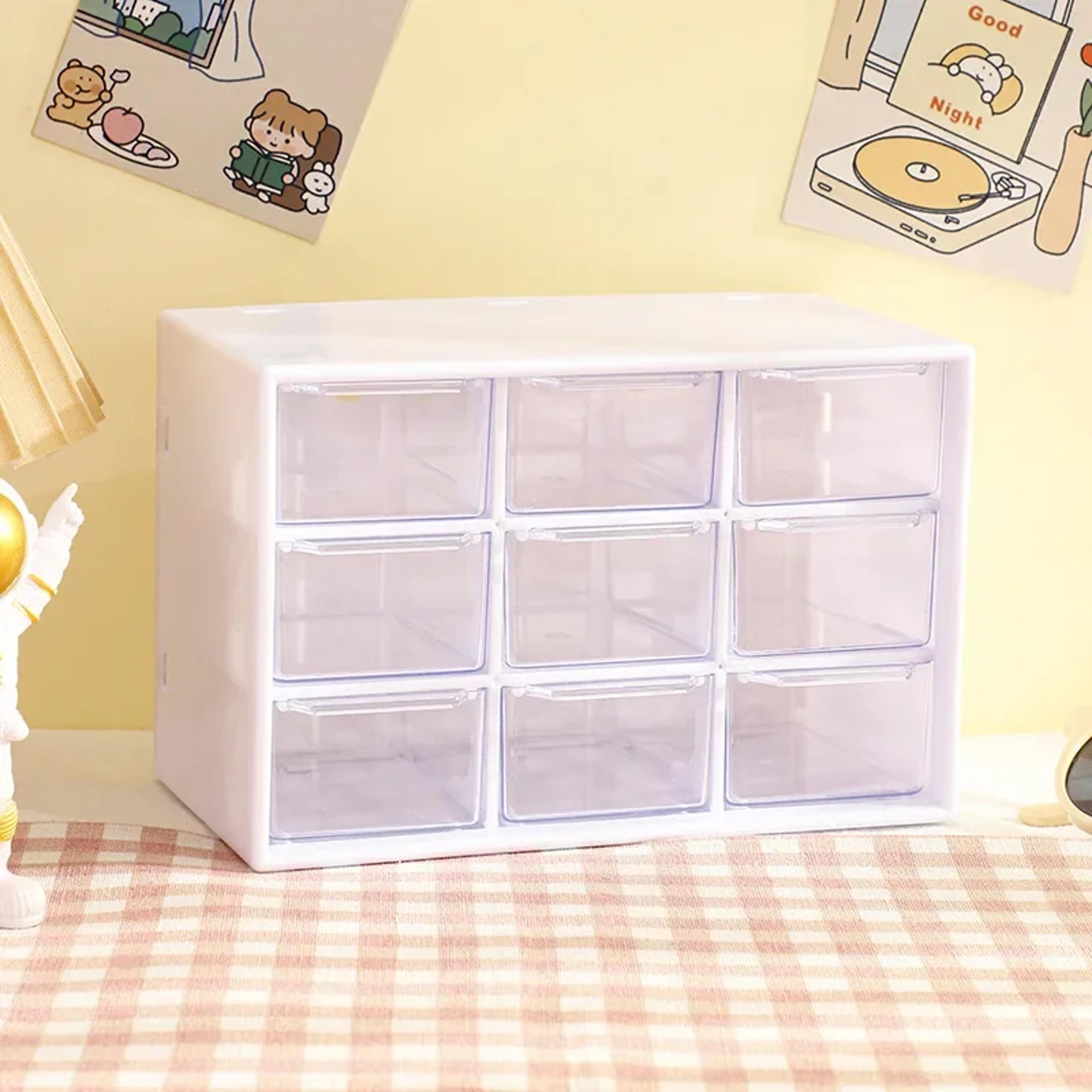 9 drawer desktop storage organizer with clear removable drawers