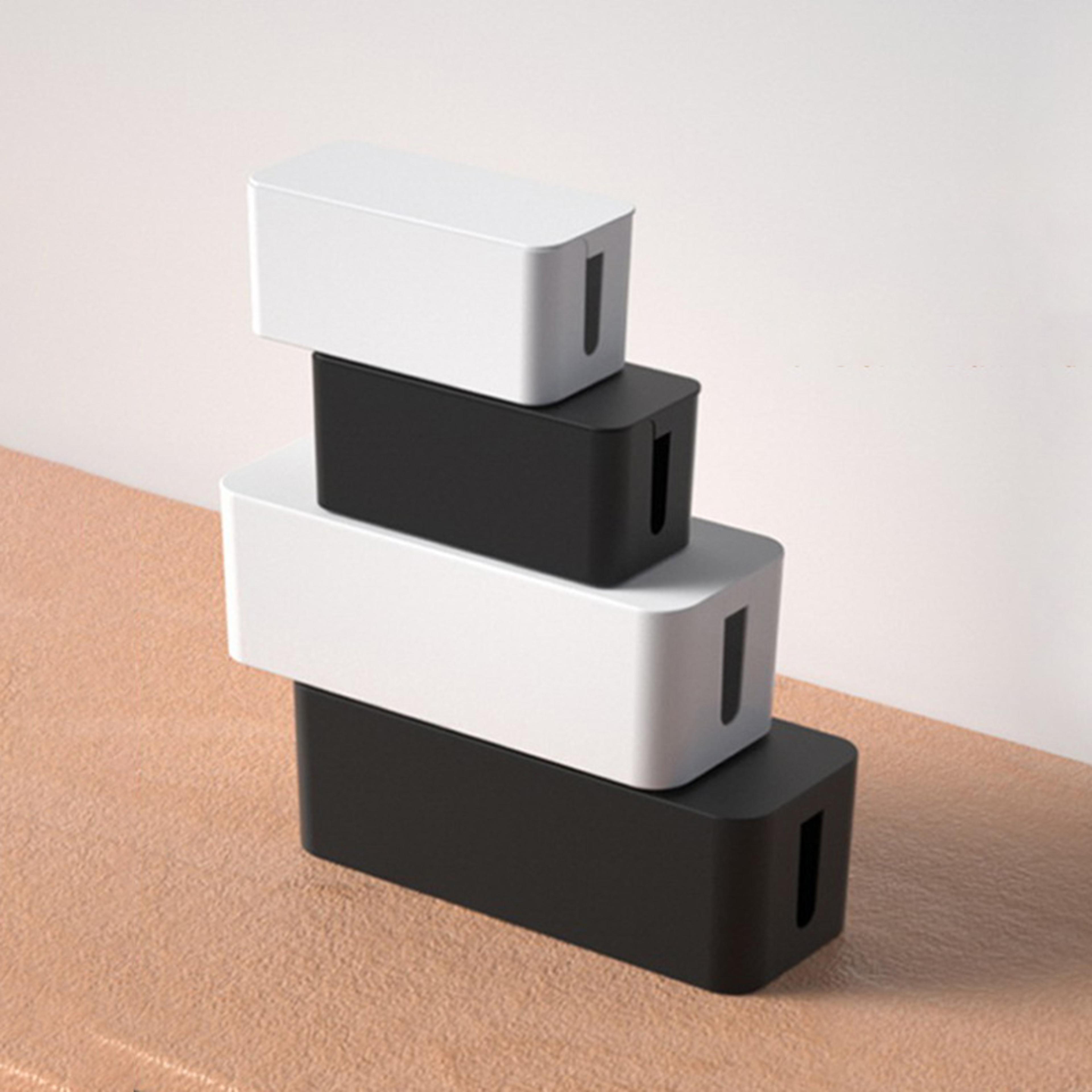 cable management box with lid for power strip cord and charger organization
