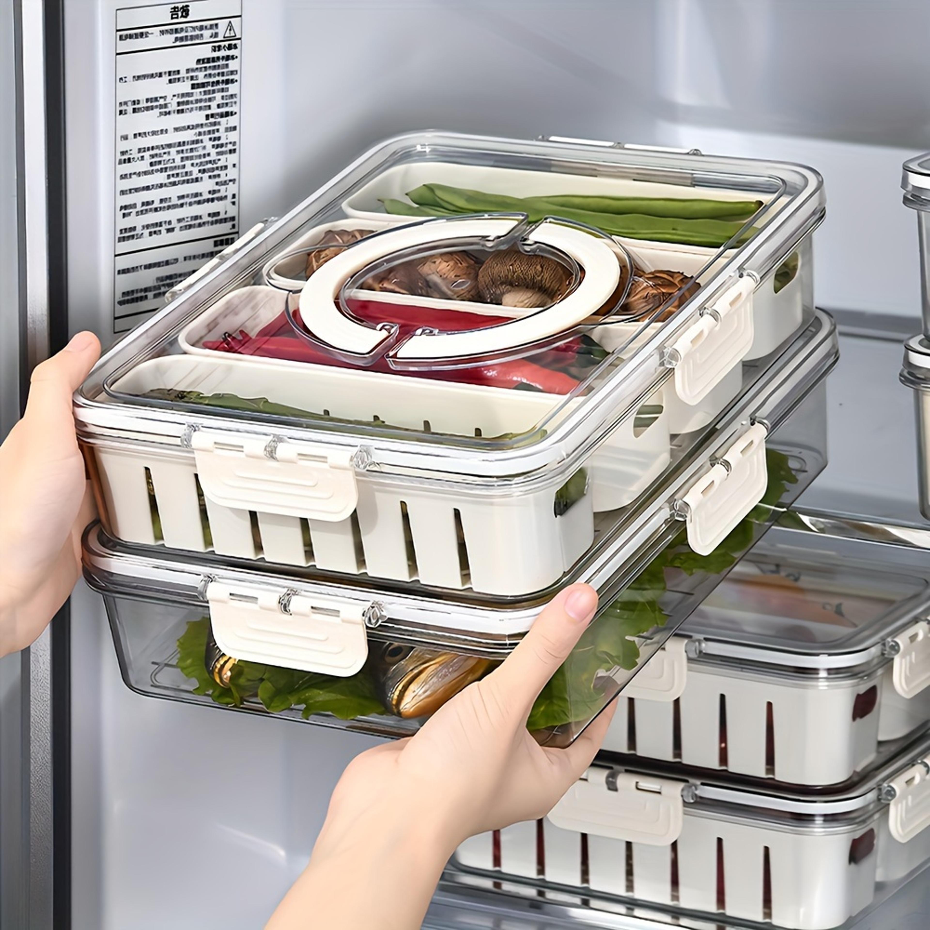 portable snackle box with handle divided snack tray with lid for travel and parties