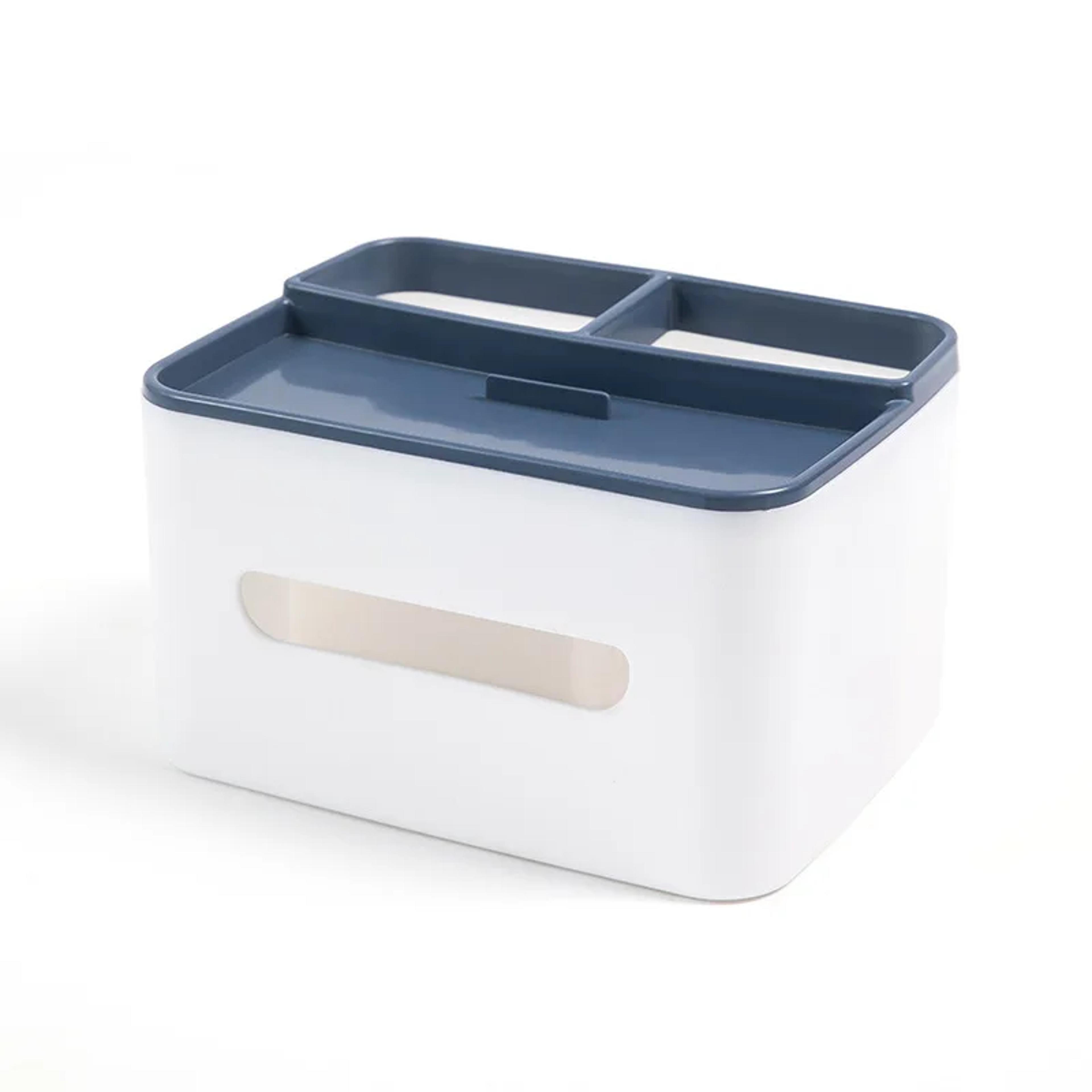 multifunction tissue box organizer with remote control holder for desk and coffee table