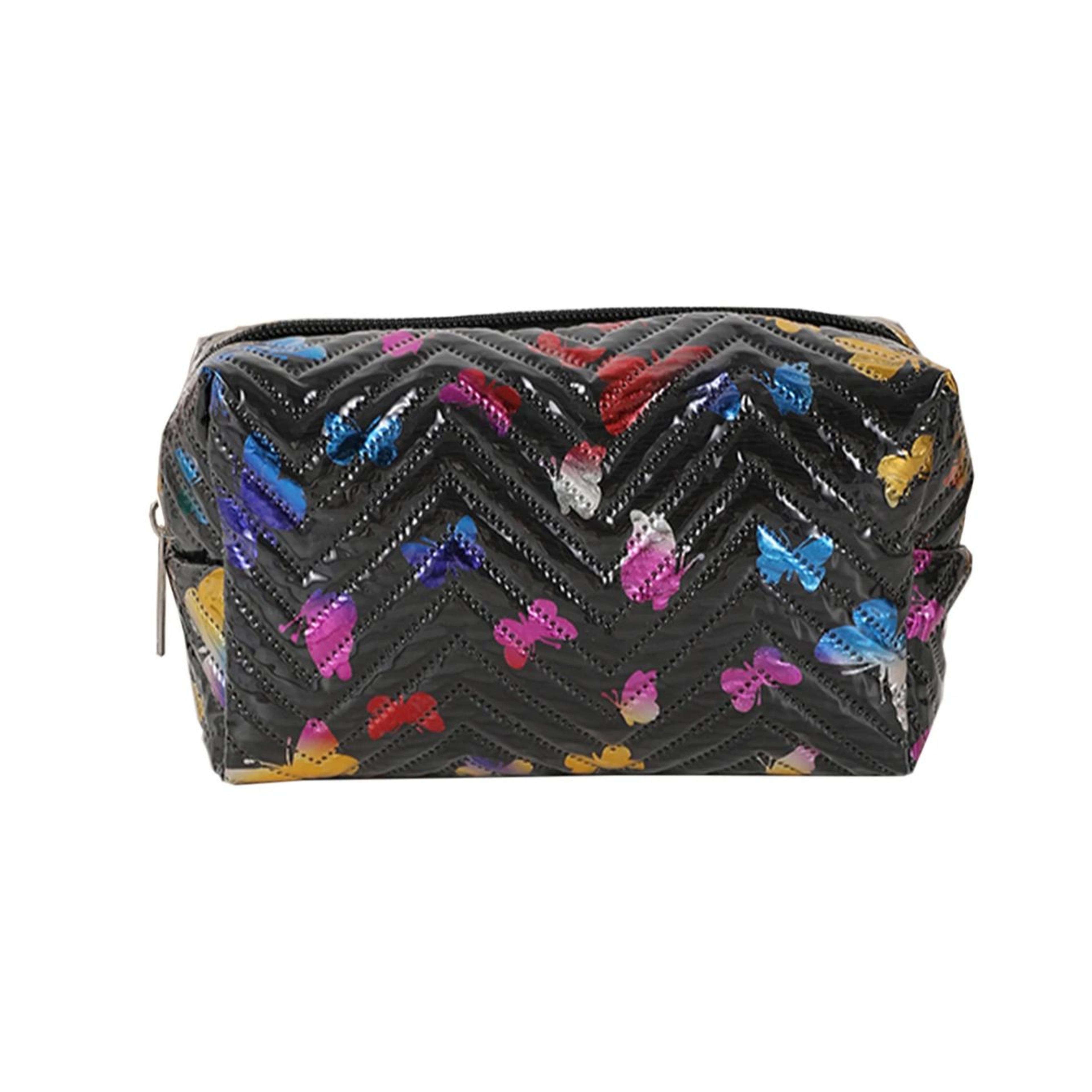 glossy butterfly pencil case pu leather pen organizer for school and office