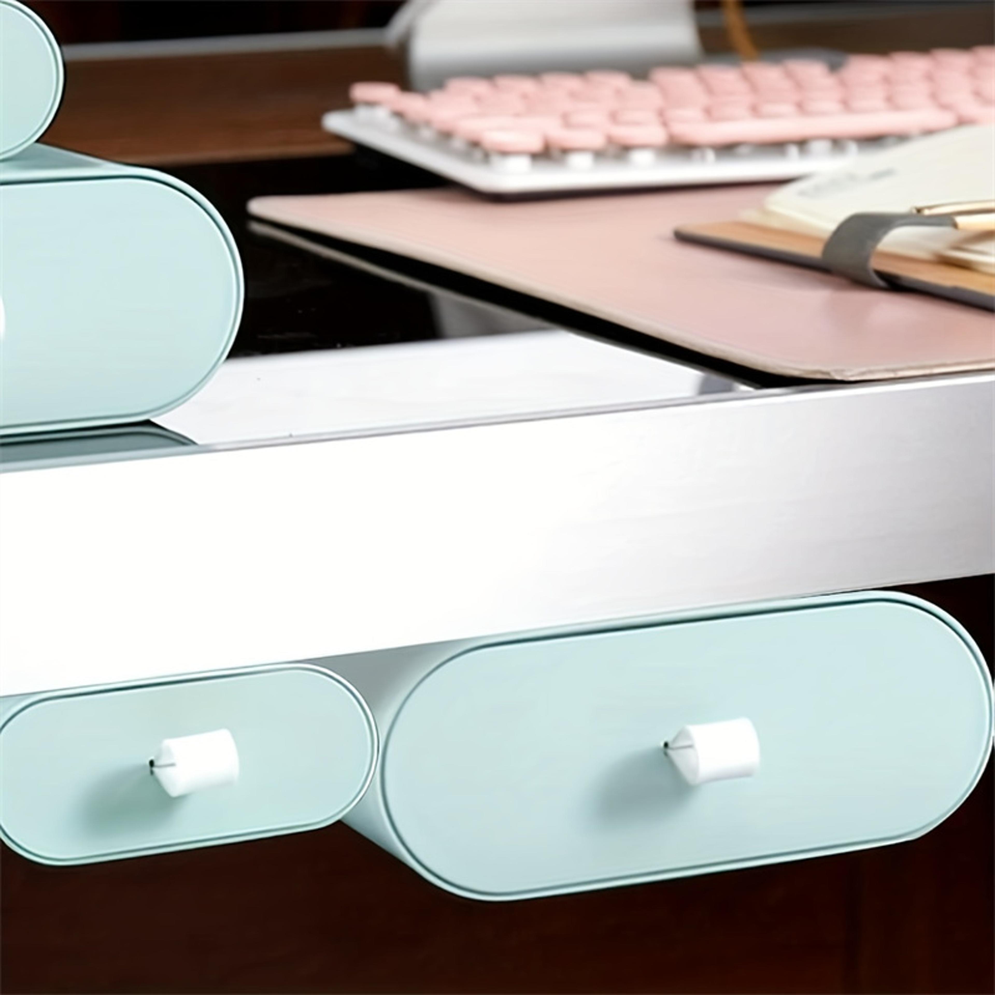hidden under desk drawer organizer self adhesive slide out storage
