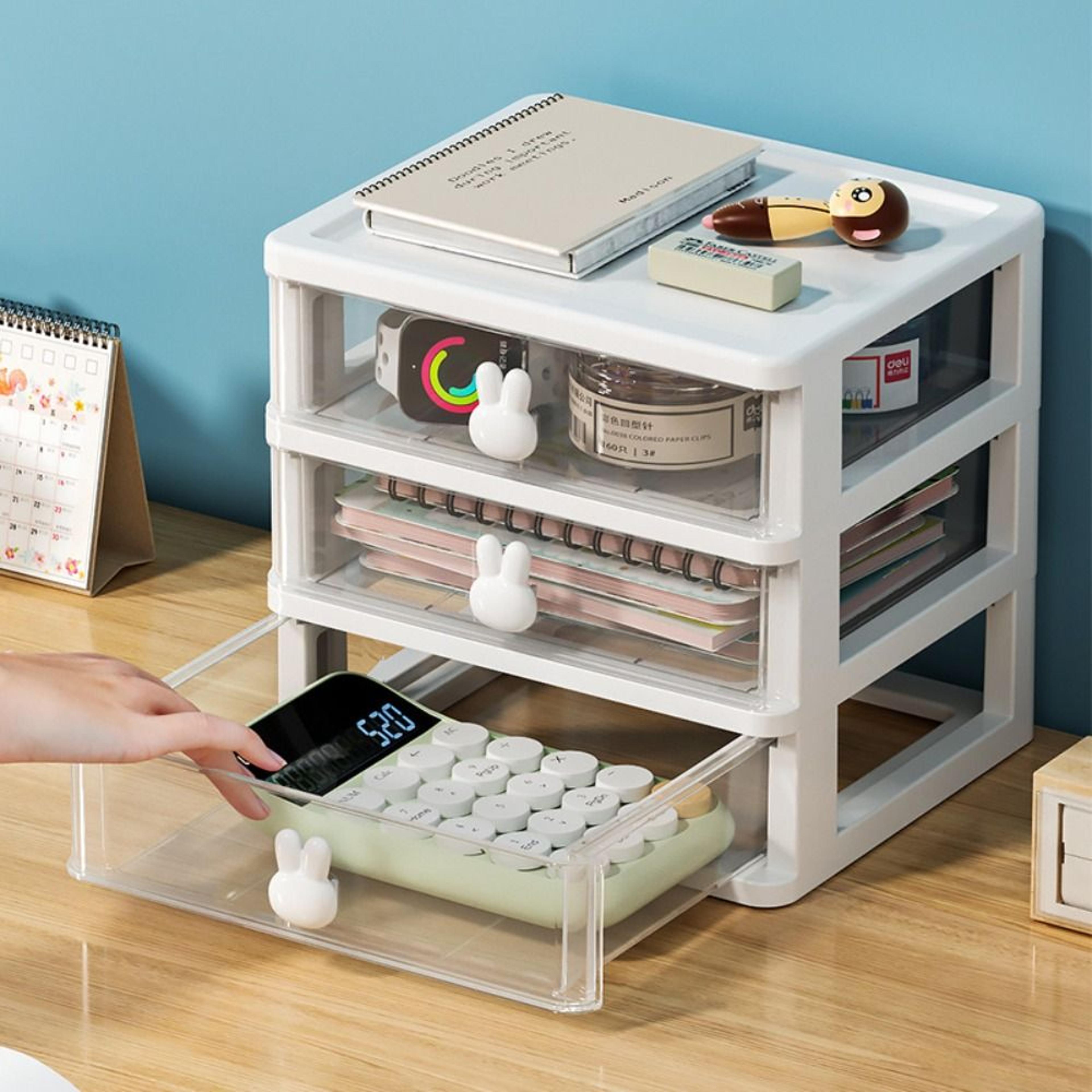 large capacity desktop organizer with drawers for stationery and cosmetics