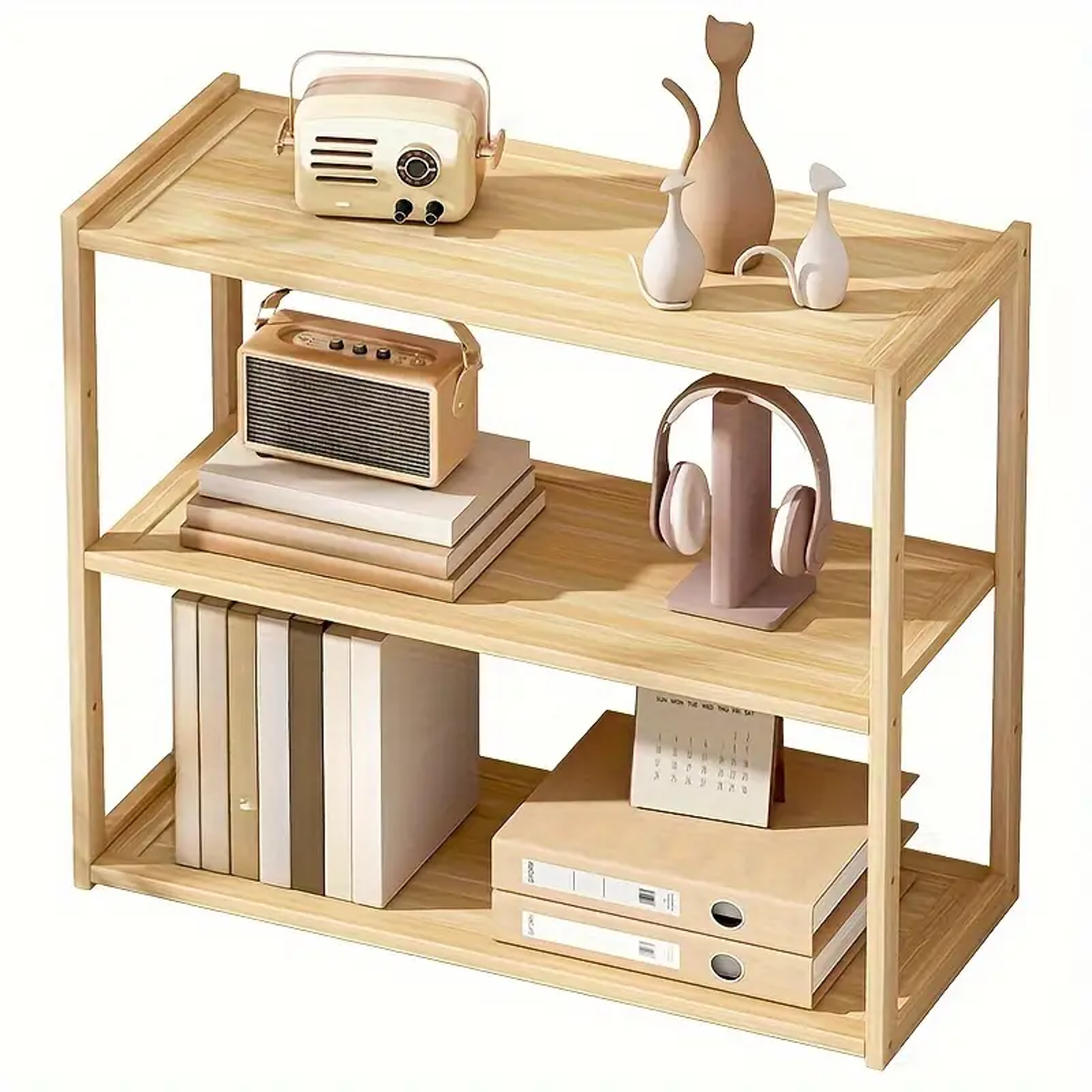 wooden 3 layer desktop storage rack stationery and office desk organizer