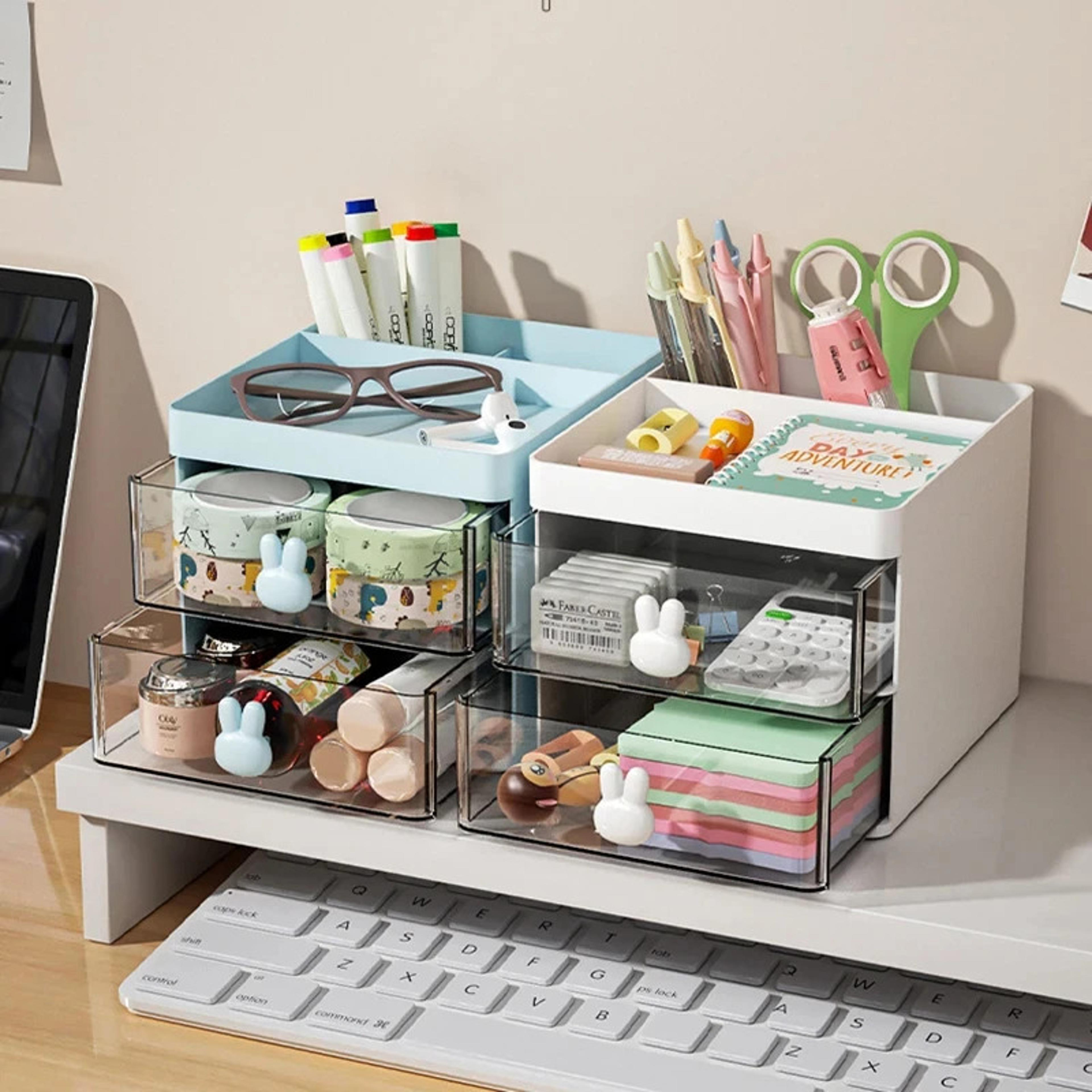 desktop organizer with drawer for makeup stationery and office essentials