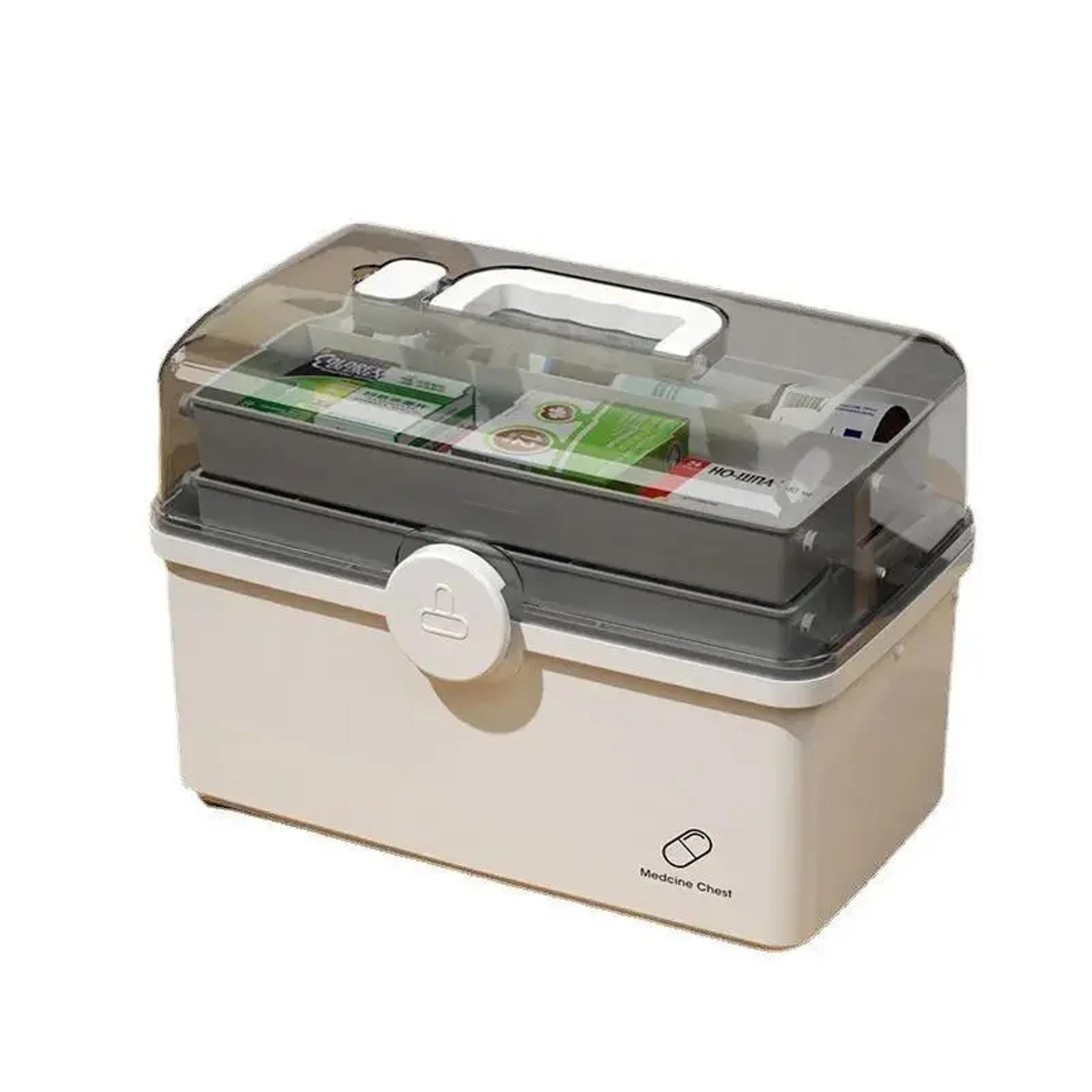 large capacity medicine storage box with 3 layer first aid organizer
