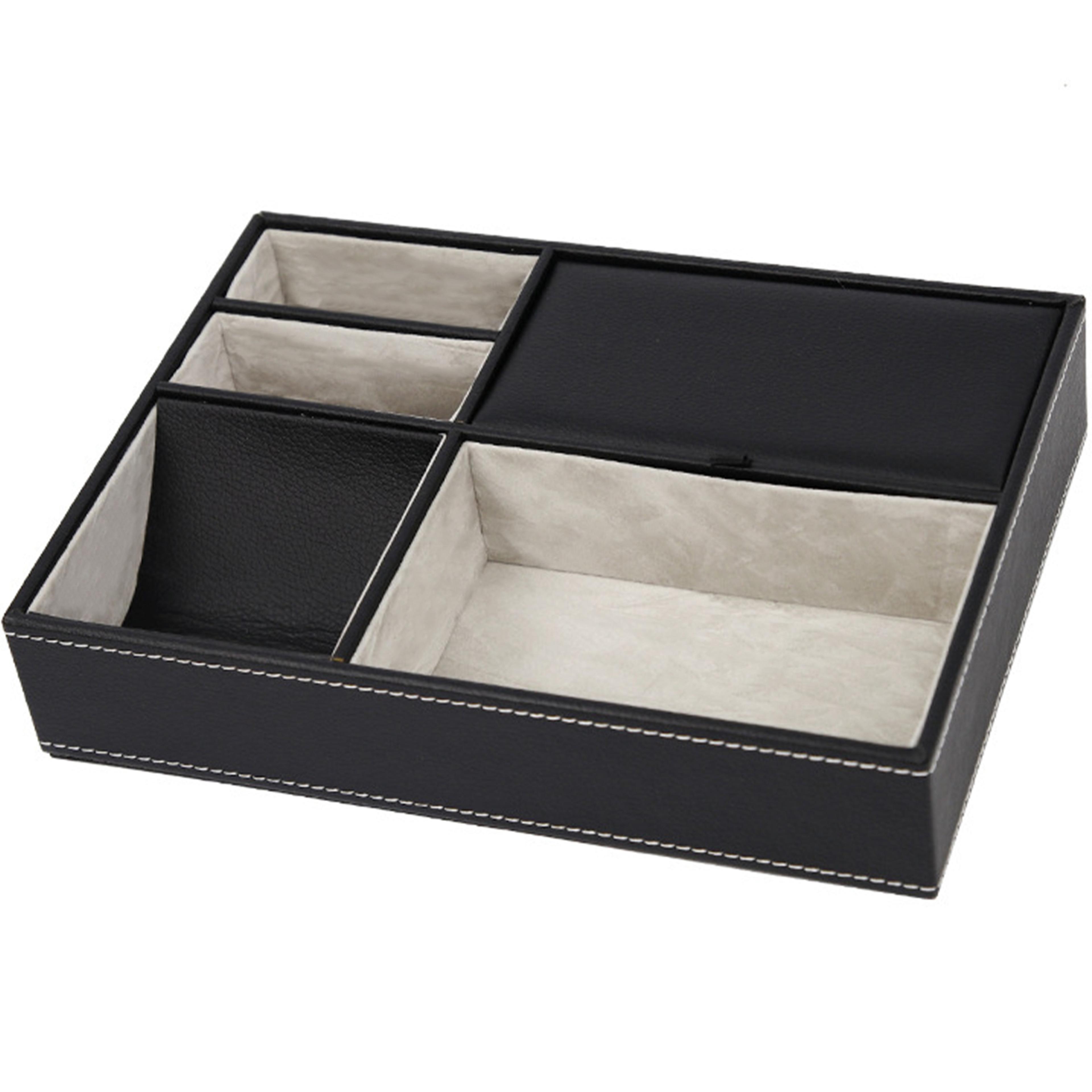 faux leather mens valet tray 5 compartment nightstand organizer for keys wallet watch