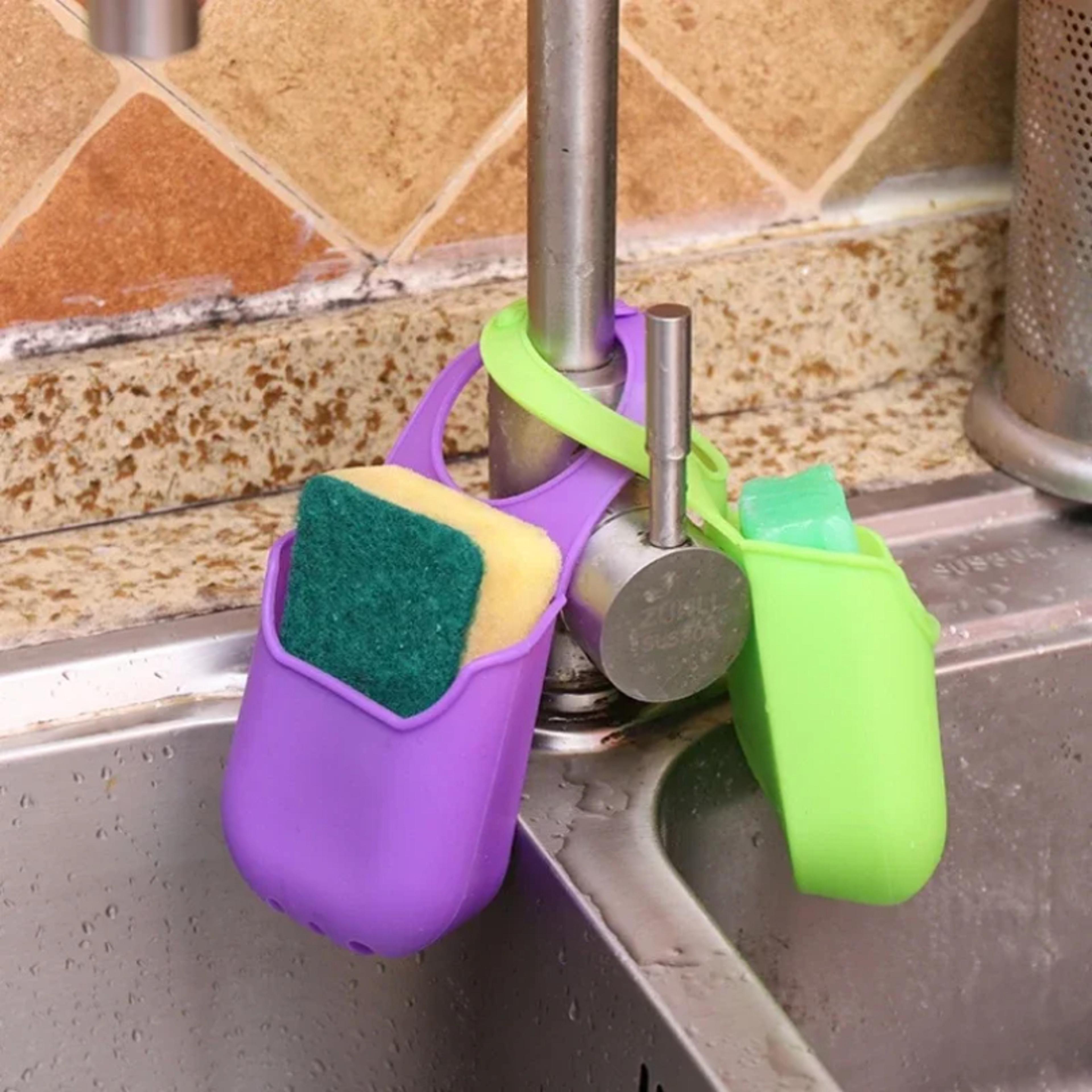 kitchen sink drain rack sponge holder hanging storage basket and soap organizer