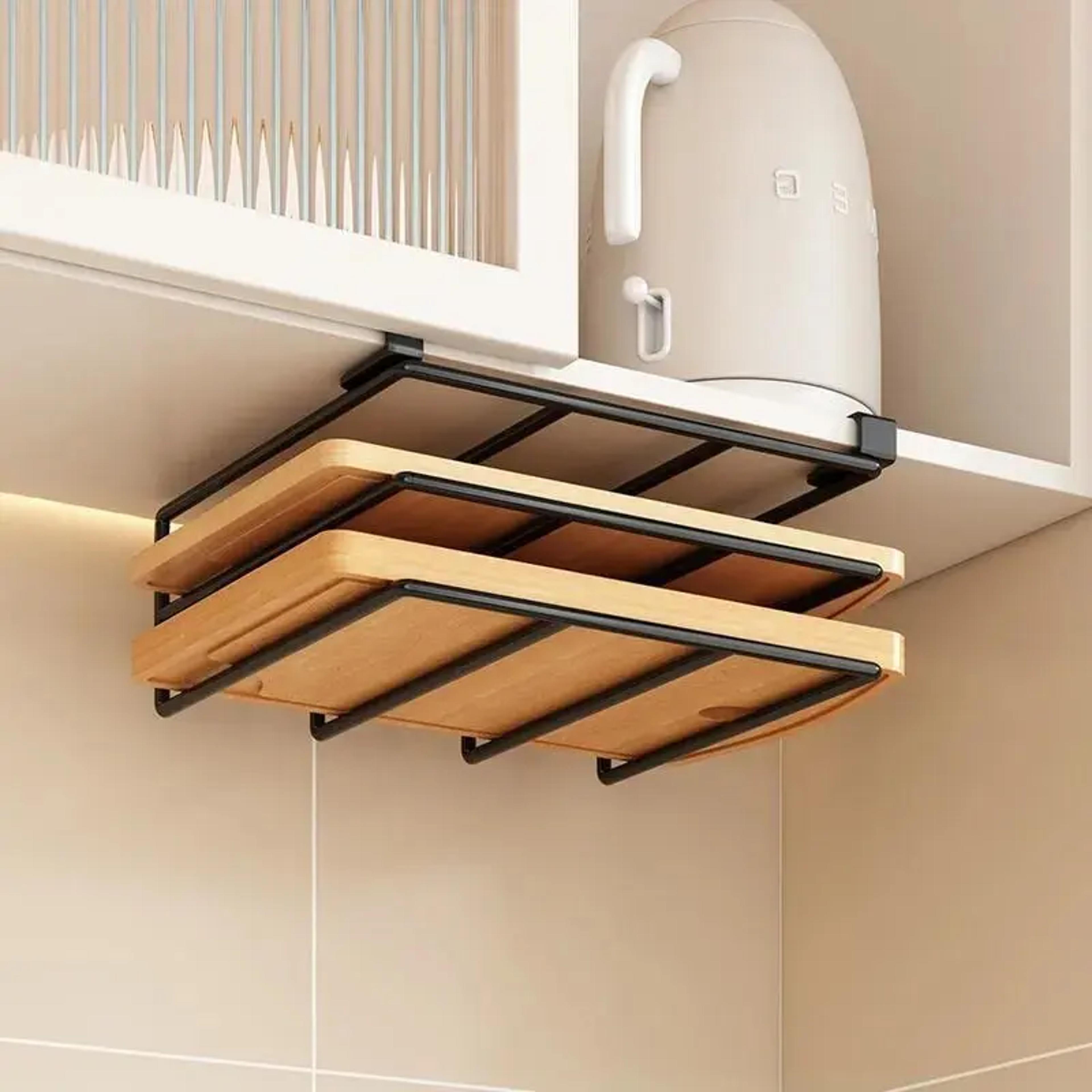 space saving under cabinet organizer with paper towel holder and kitchen hooks