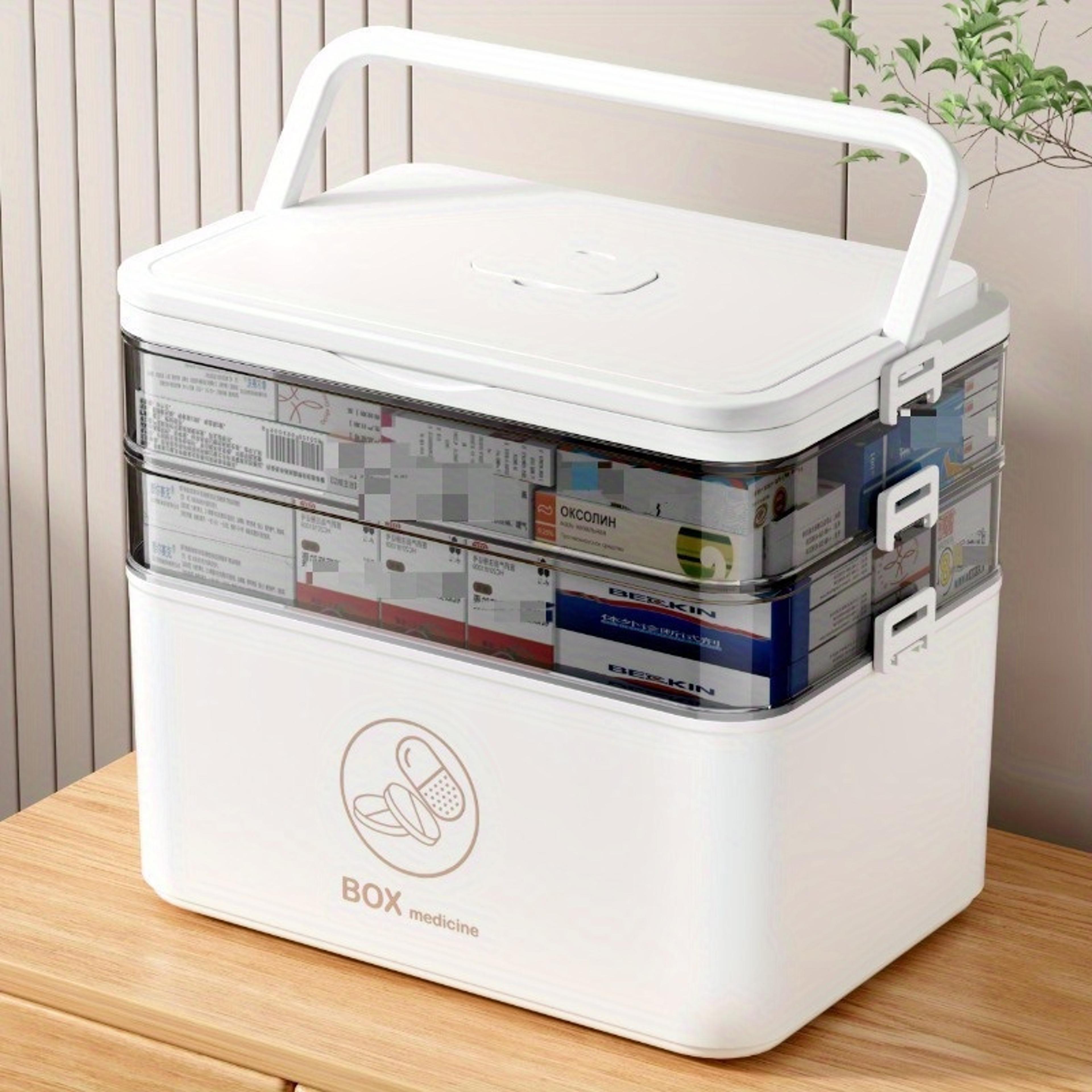 3 tier medicine organizer leak resistant family emergency storage box