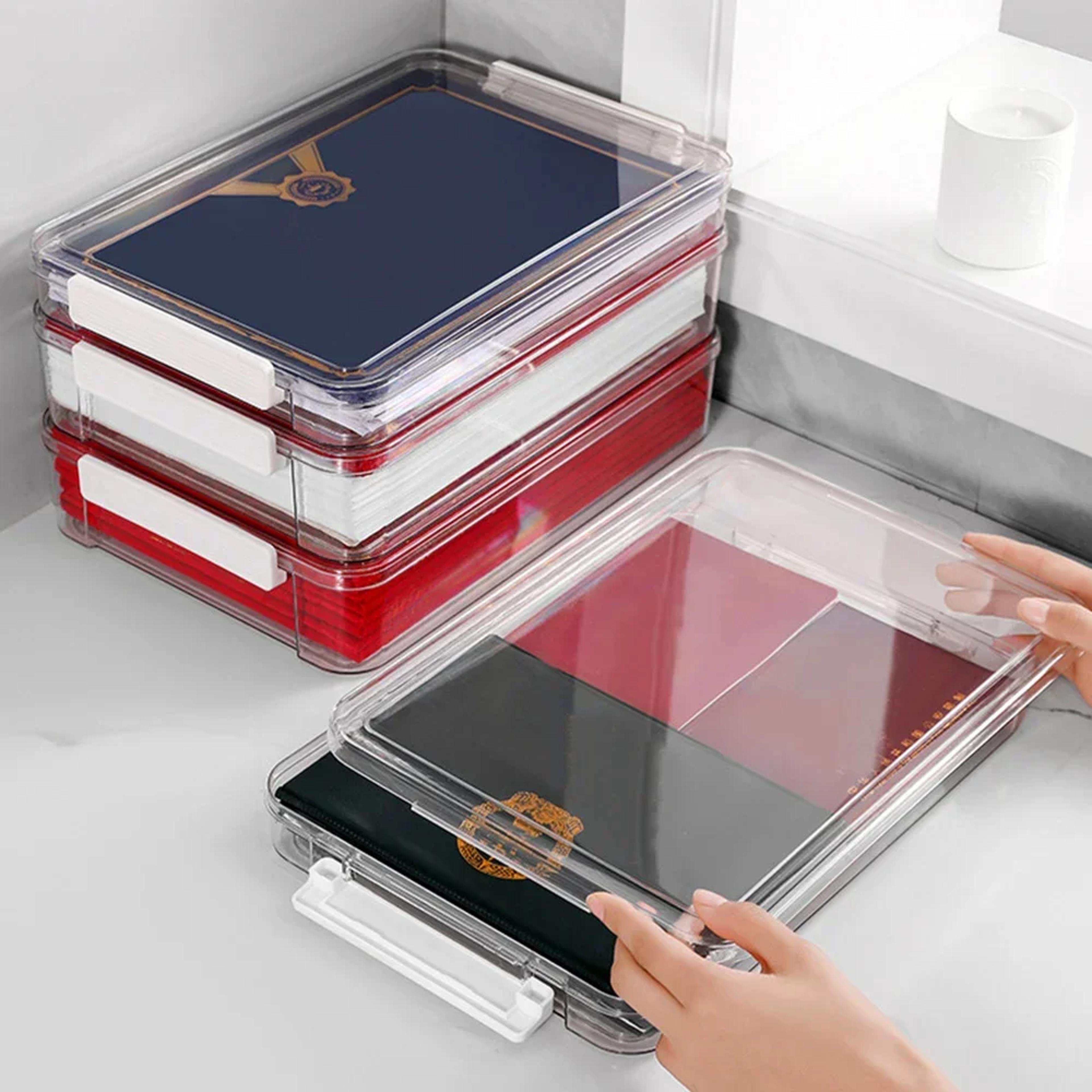 clear a4 file organizer transparent desktop document storage box