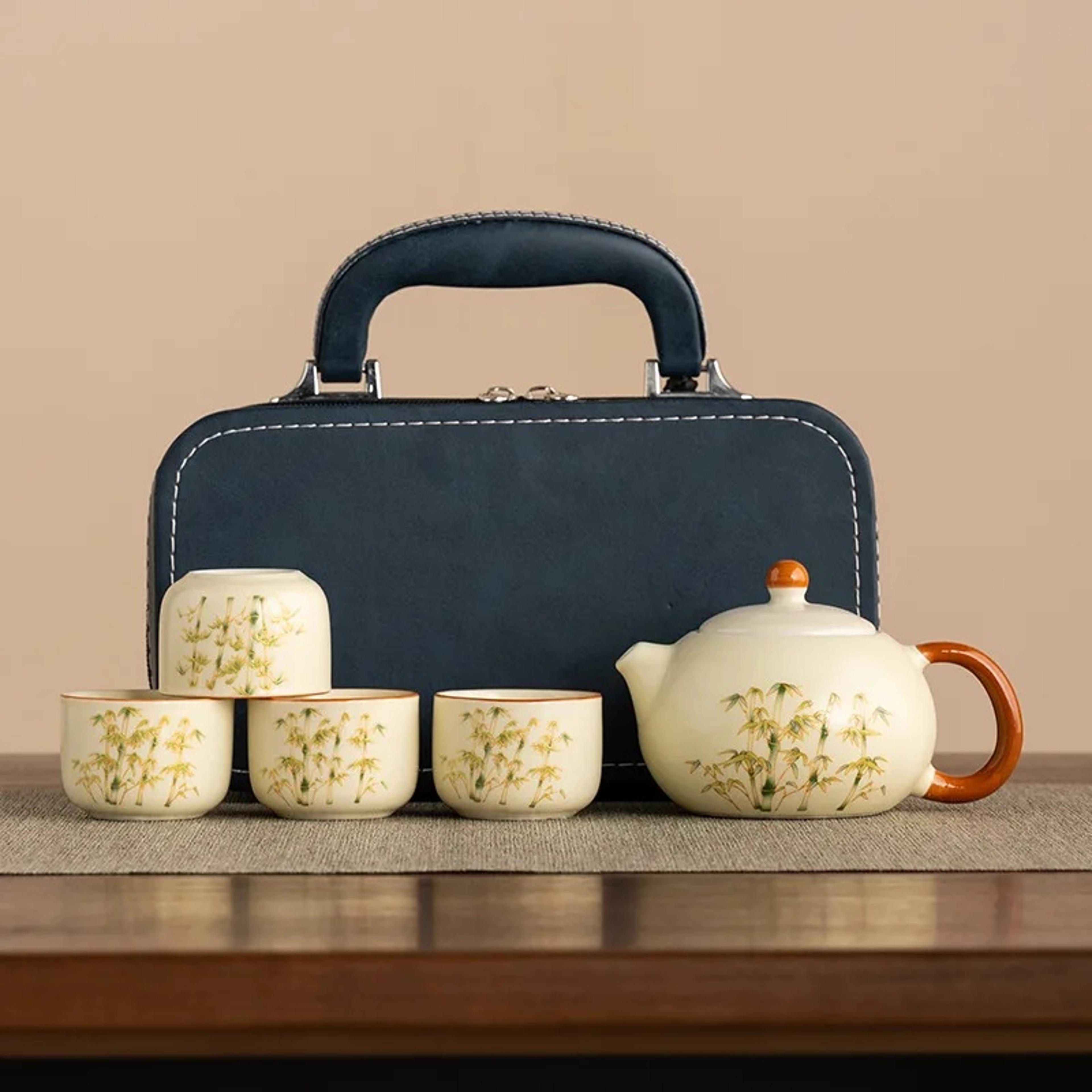 ceramic kung fu tea set with teapot and 4 cups gift set