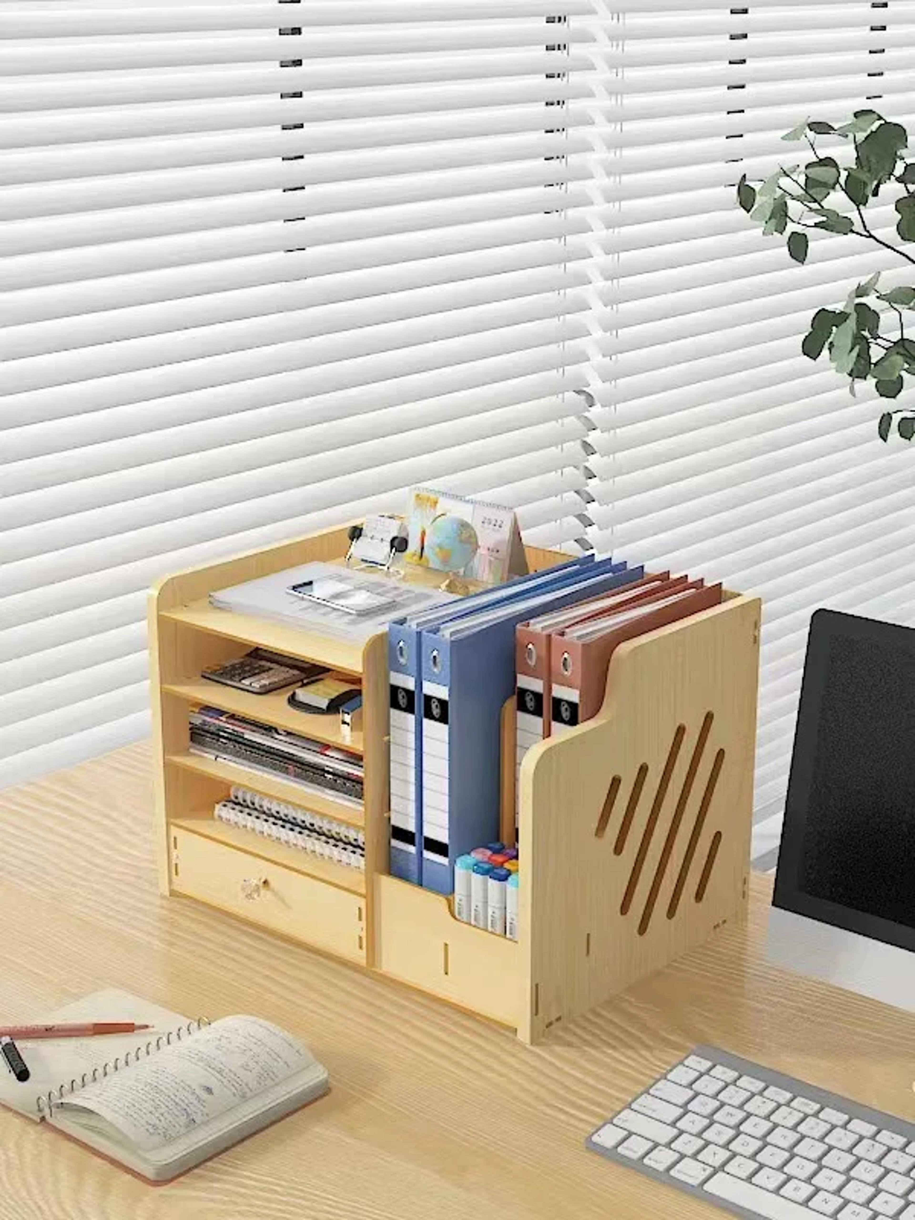 multi layer desktop storage box with lock and file drawers for office organization