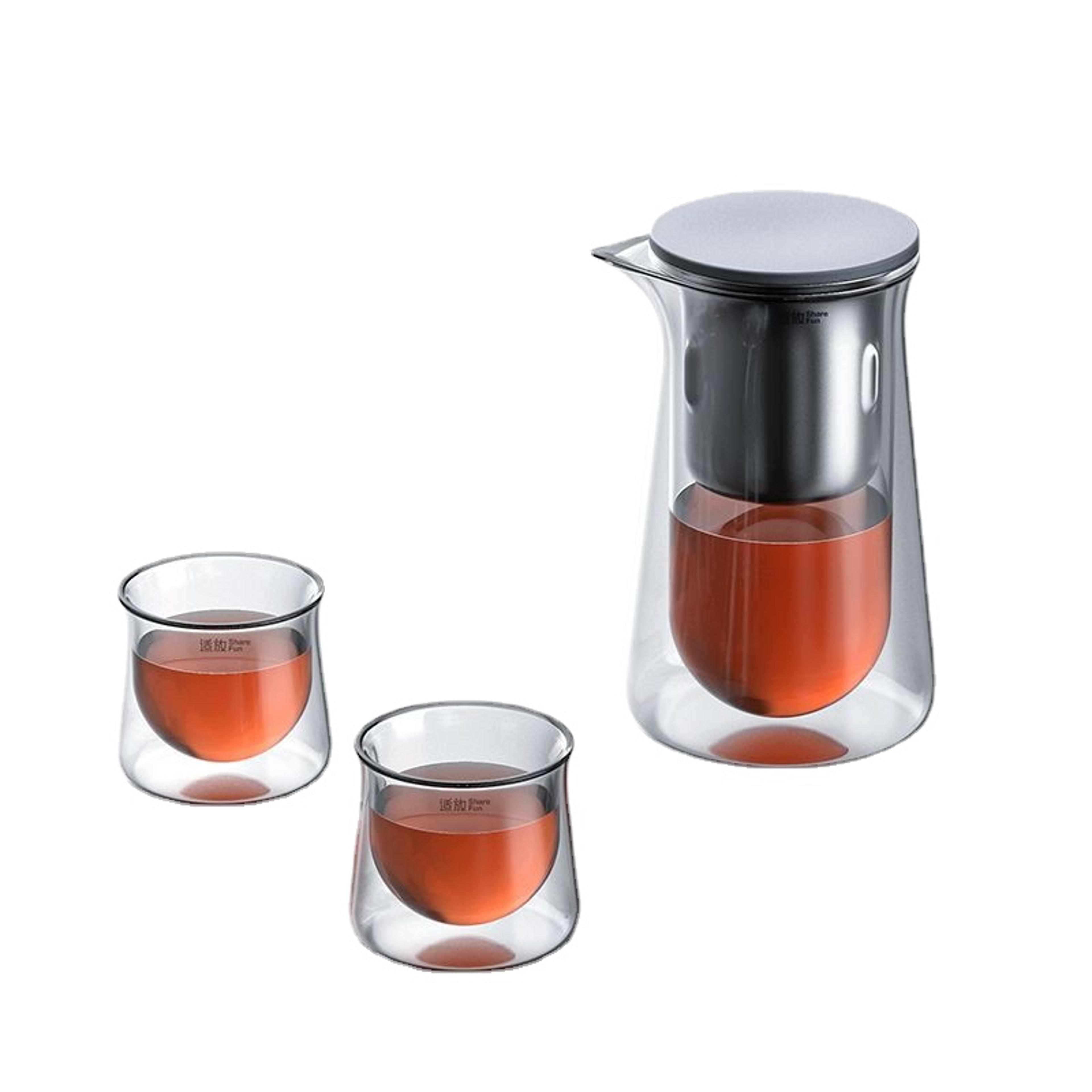 premium glass teapot with one button filtration and magnetic tea infuser
