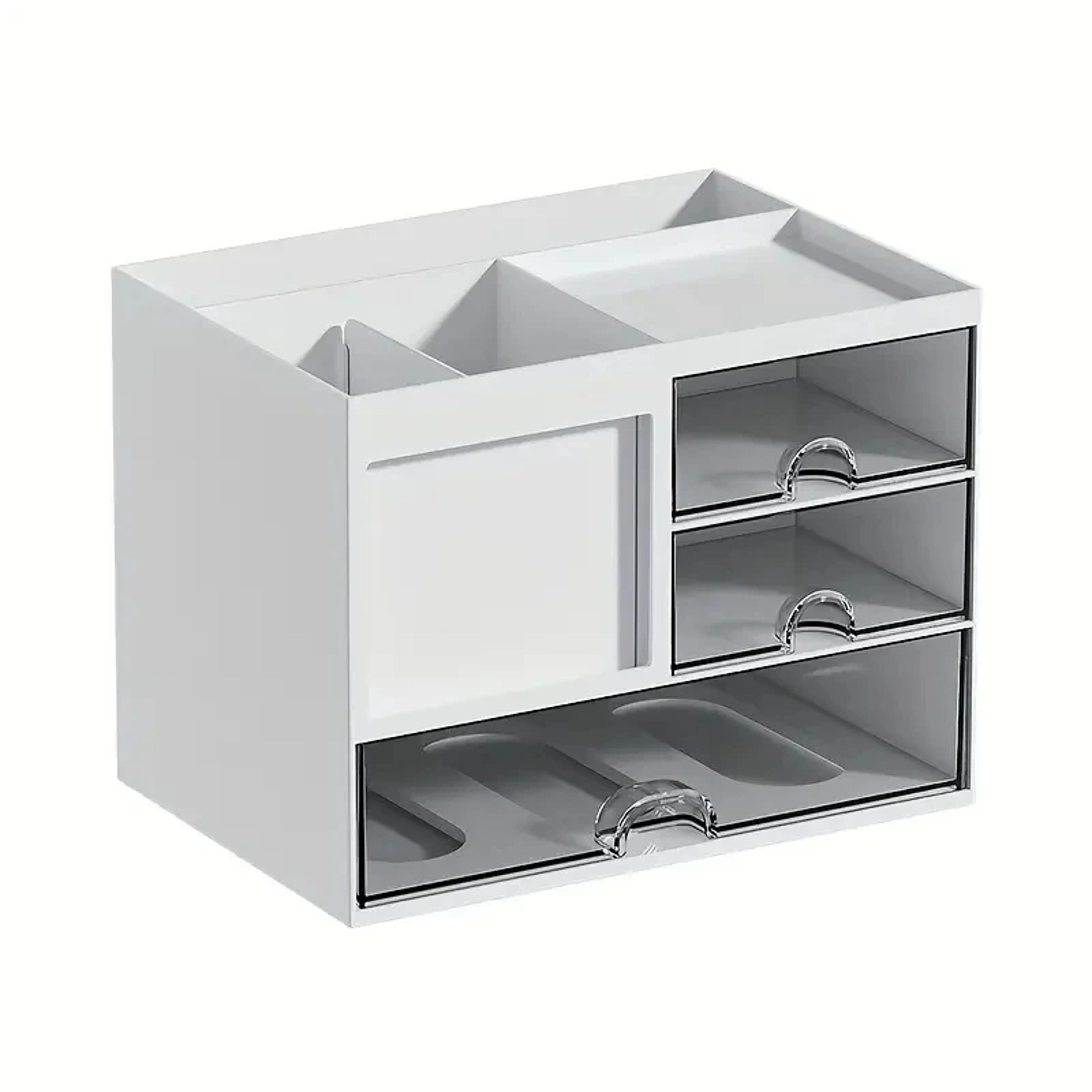 desktop drawer organizer with multi-layer stationery storage and pen holder