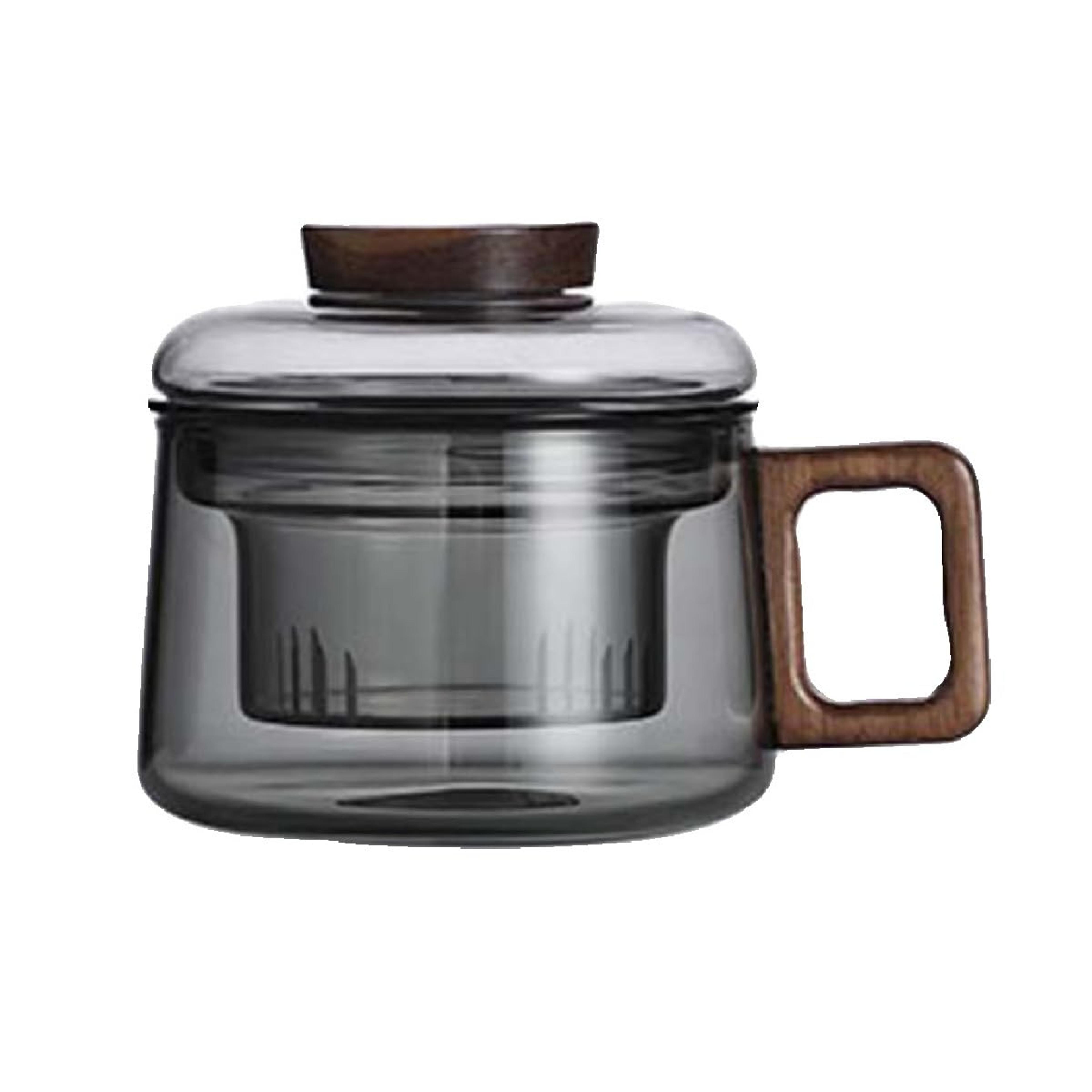 glass tea cup with built-in filter 6.8 fl oz heat-resistant reusable design