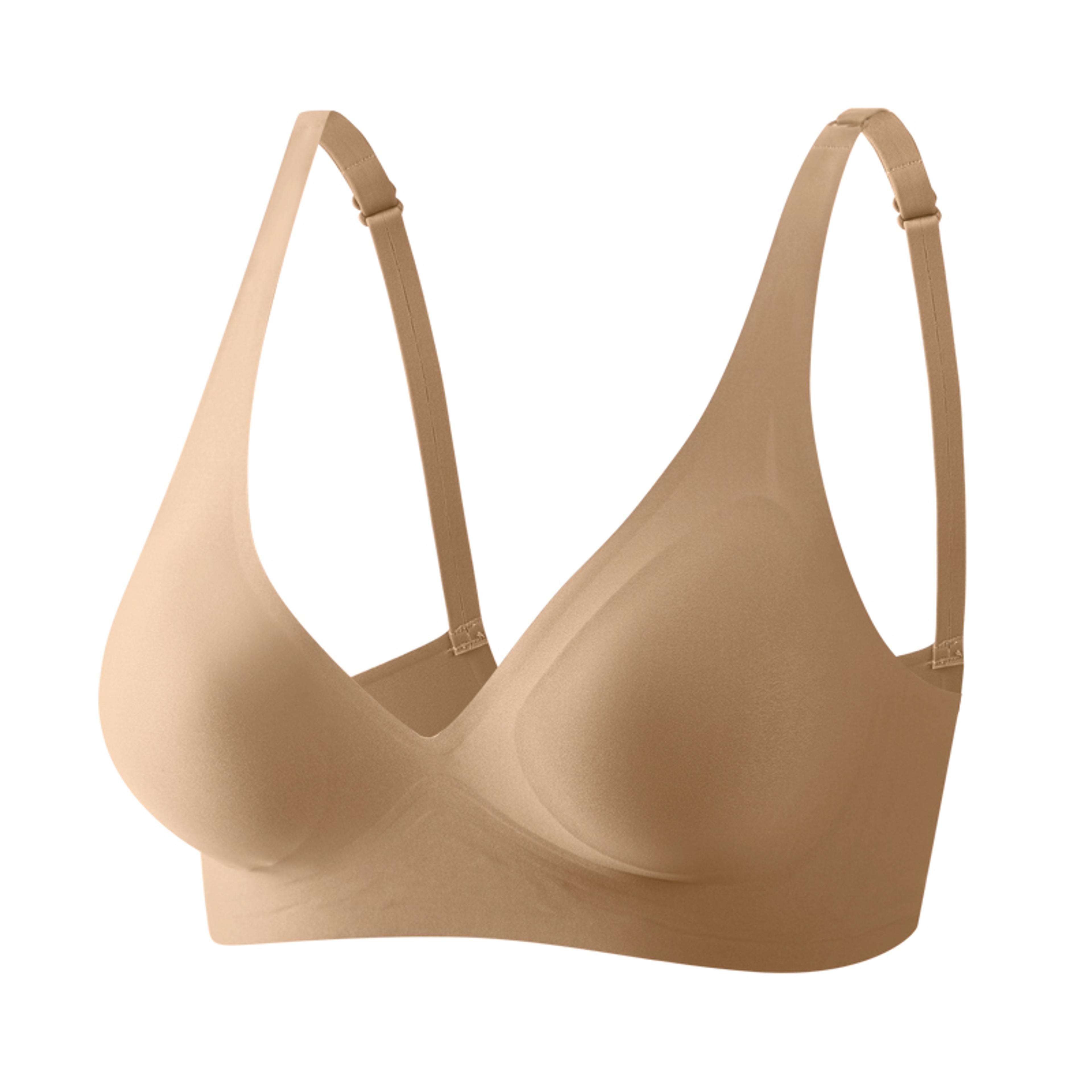 women's seamless wire free push up plunge bra with adjustable straps