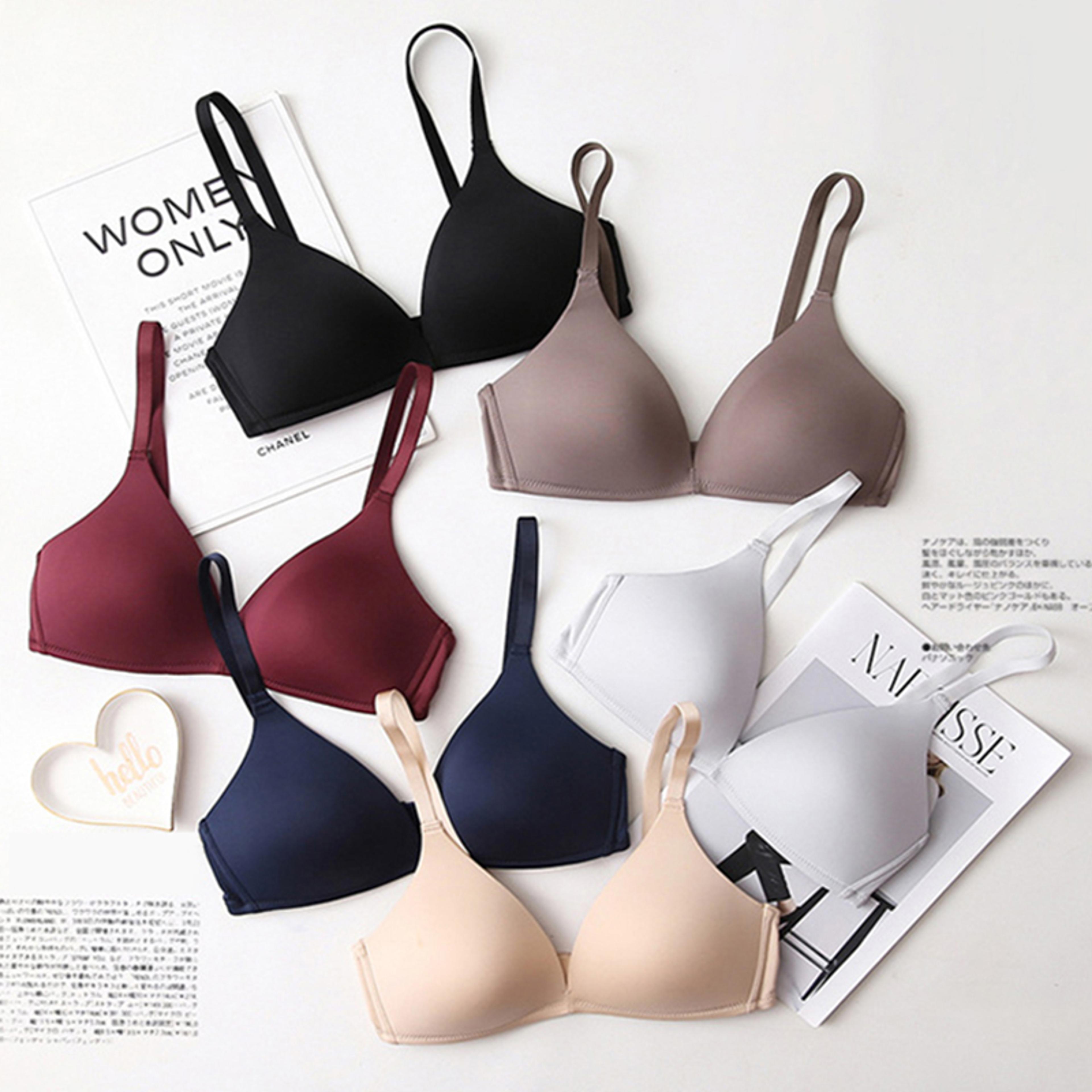 seamless push up bra for women wire free adjustable strap 3/4 cup bralette