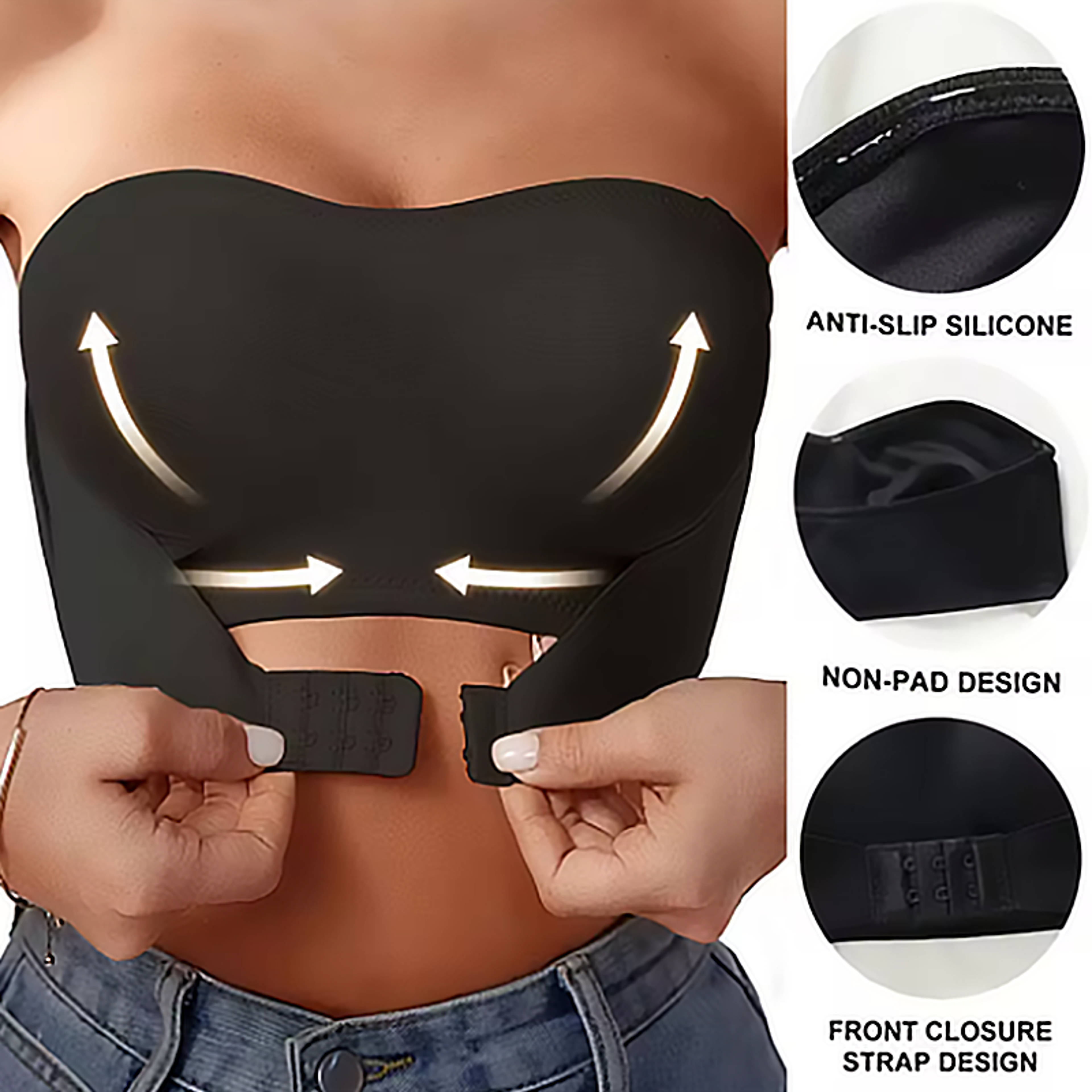strapless seamless push up bra with wire free anti slip design