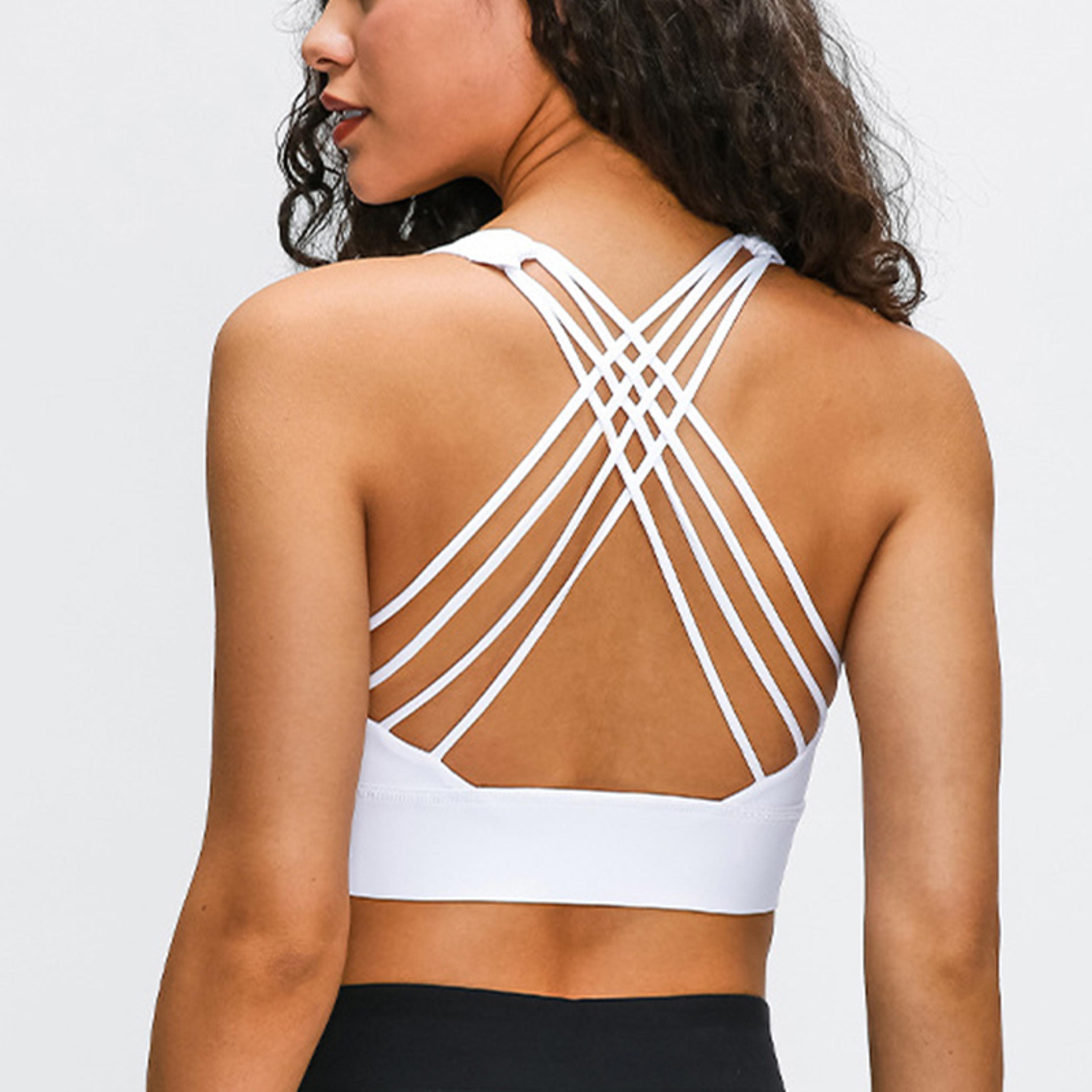 women's cross back sports bra breathable nylon fitness workout crop top